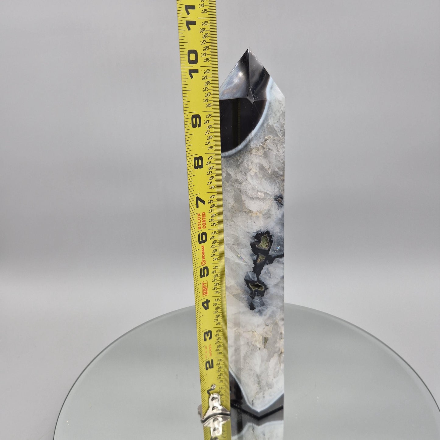 Huge AAA+ Black Agate in Quartz Tower – Statement Crystal Point Crystal Hoarder