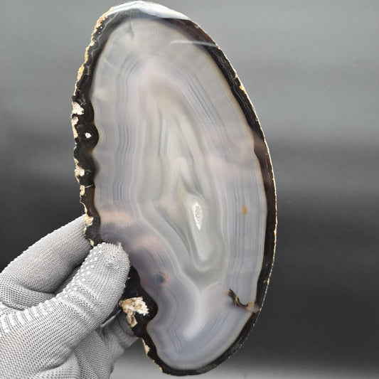 Large AAA Agate Slices - Set of 4 | 7.5-8in x 4in Translucent Druzy Quartz | 2.19 lbs Statement Decor Crystal Hoarder