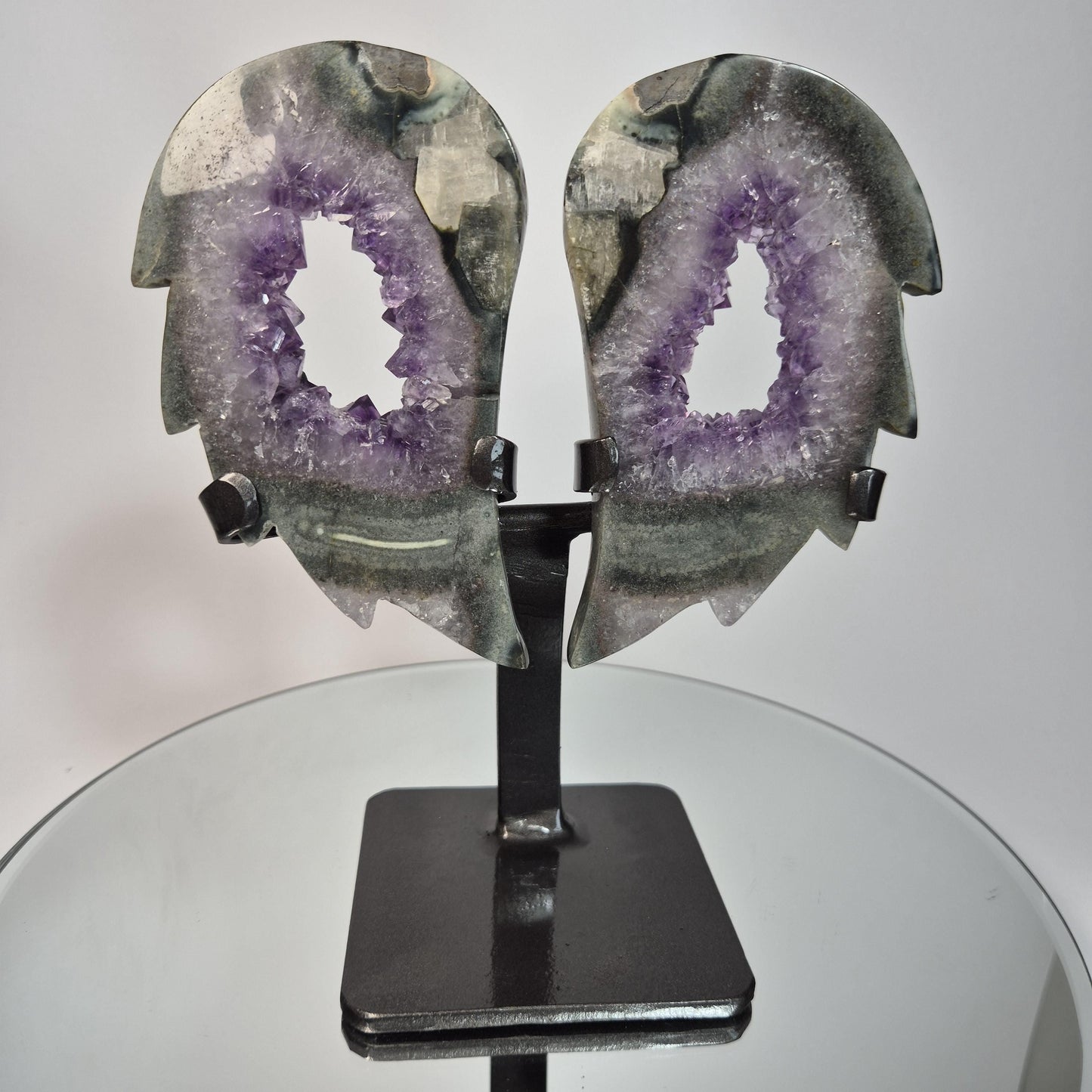 One of a Kind Amethyst Portal Wings with Green Jasper & Calcite - 2.61 lbs Brazilian Crystal Crystal Hoarder