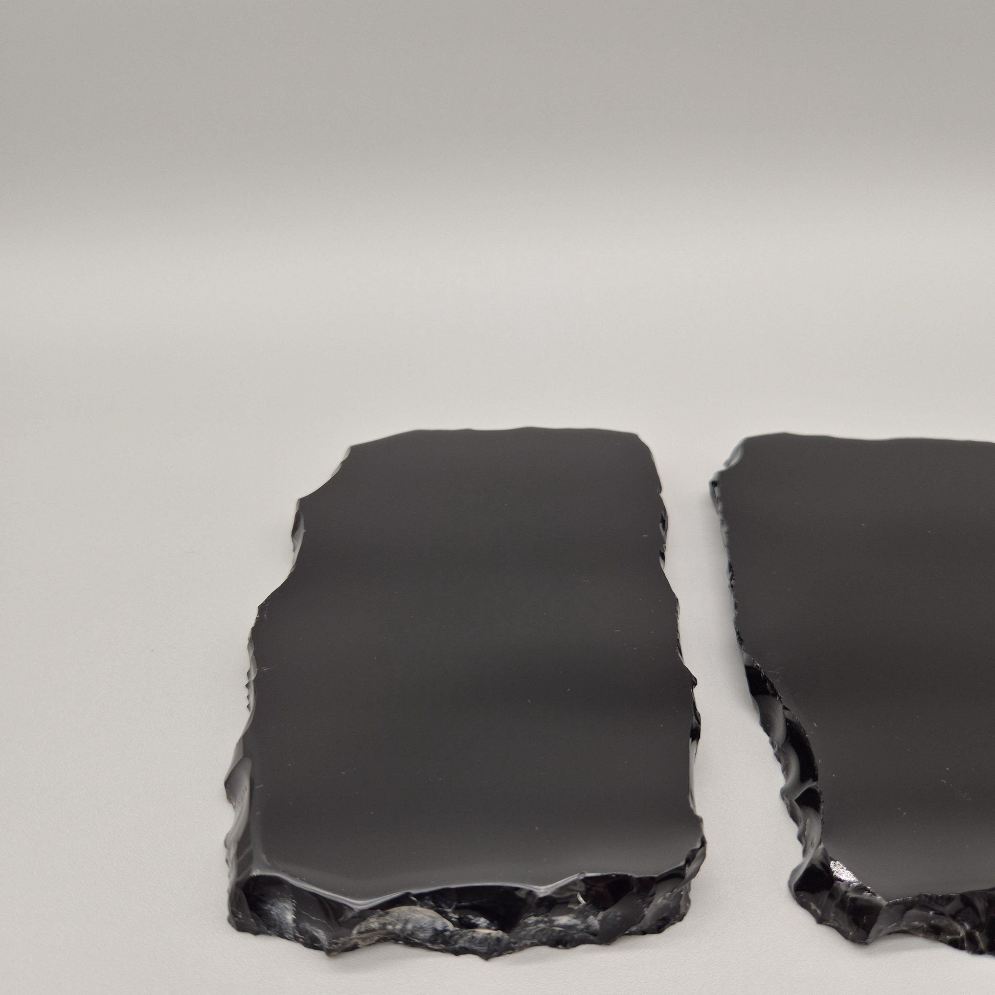 Polished Obsidian Scrying Mirror - Natural Live Edge Volcanic Glass - Black Obsidian Display (1) Mirror - 7 x 4in Crystal Hoarder