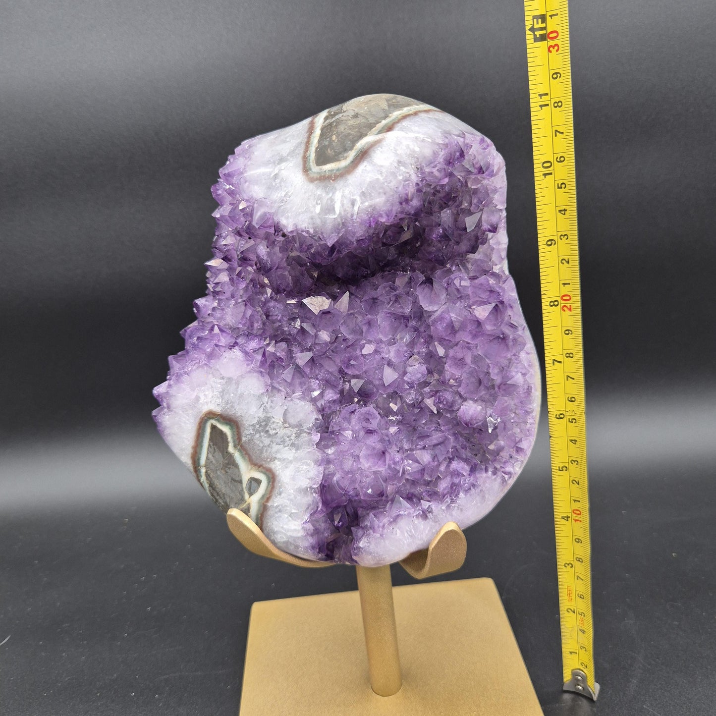 AAA+ Amethyst Cluster on Stand 11x6x6 10.69 lbs Brazil Crystal Hoarder