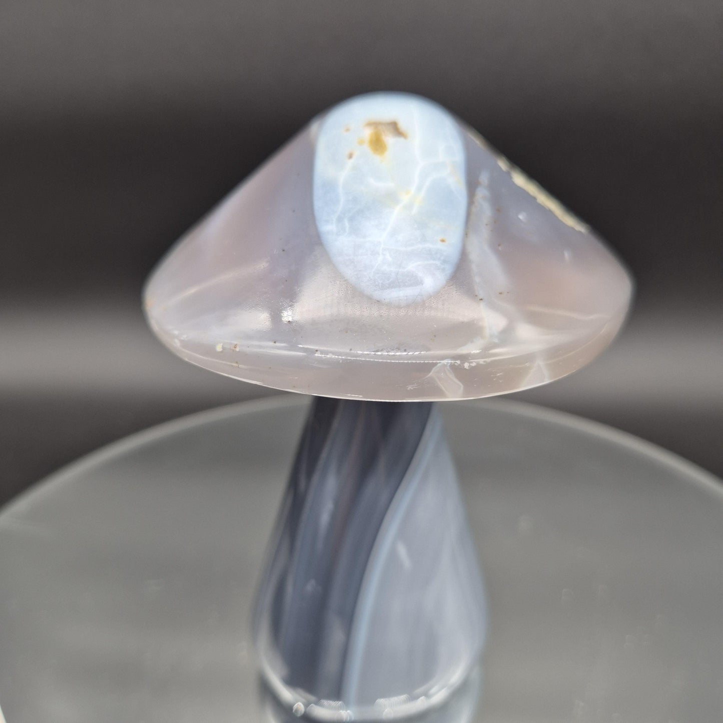 Brilliant Blue Banded Agate Mushroom Brazil 5x5x4 2.15 lbs Crystal Hoarder