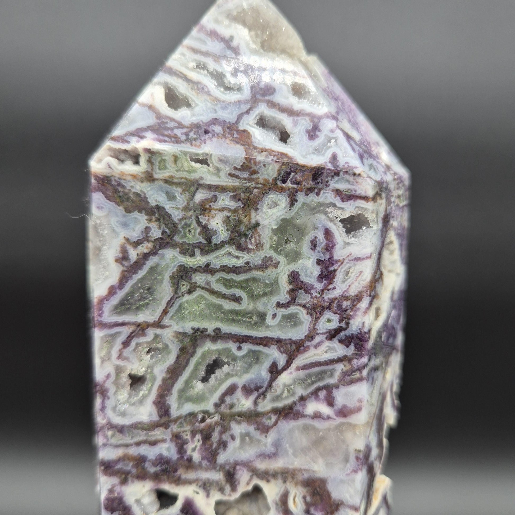 Extra Large Purple Sphalerite Tower with Druzy | 10in Crystal Point | 3.45 lb Statement Specimen | Sparkling Druzy Mineral Display Crystal Hoarder