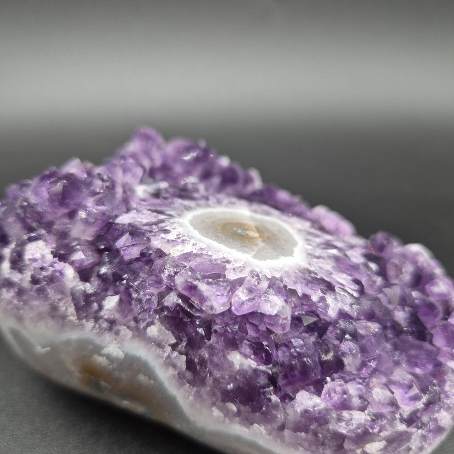 AAA+ Dark Purple Amethyst with Large Stalactite Eye Freeform - Uruguay Specimen - 5 x 3.5in - 1.92 lbs - Collector Display Crystal Hoarder