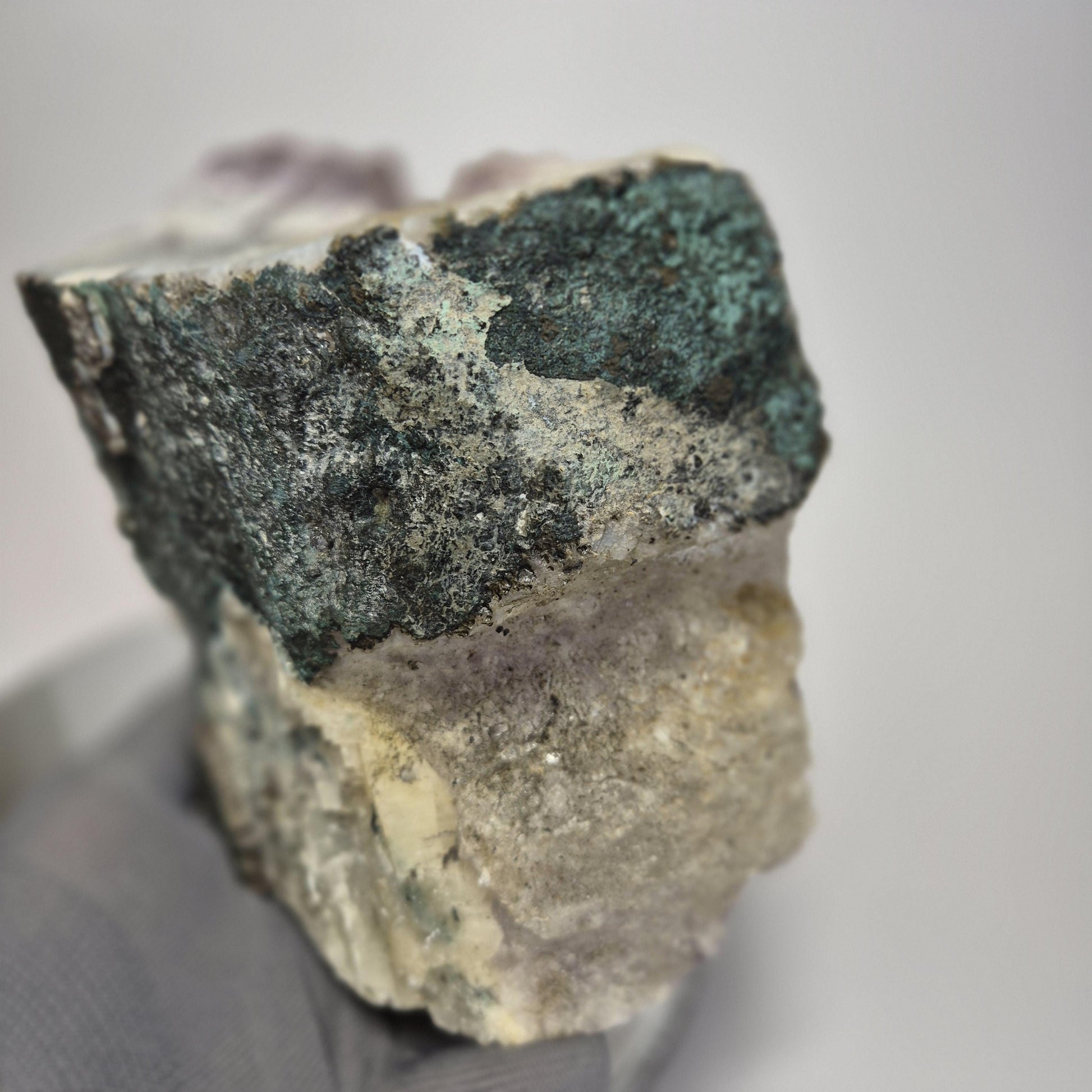 Super Rare White Mountain Calcite Points on Amethyst Cluster with Sugar Calcite Crystal Hoarder