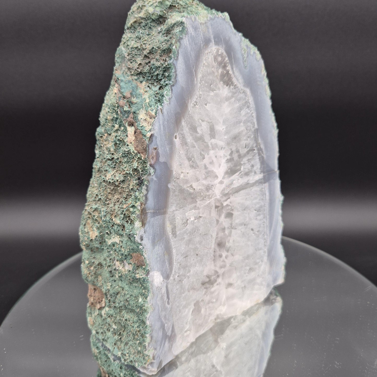 Quartz with Rainbow Inclusions and Blue Banded Agate Cut Base Brazil 7.85 lb 9x6x2.5 Crystal Display Specimen Crystal Hoarder