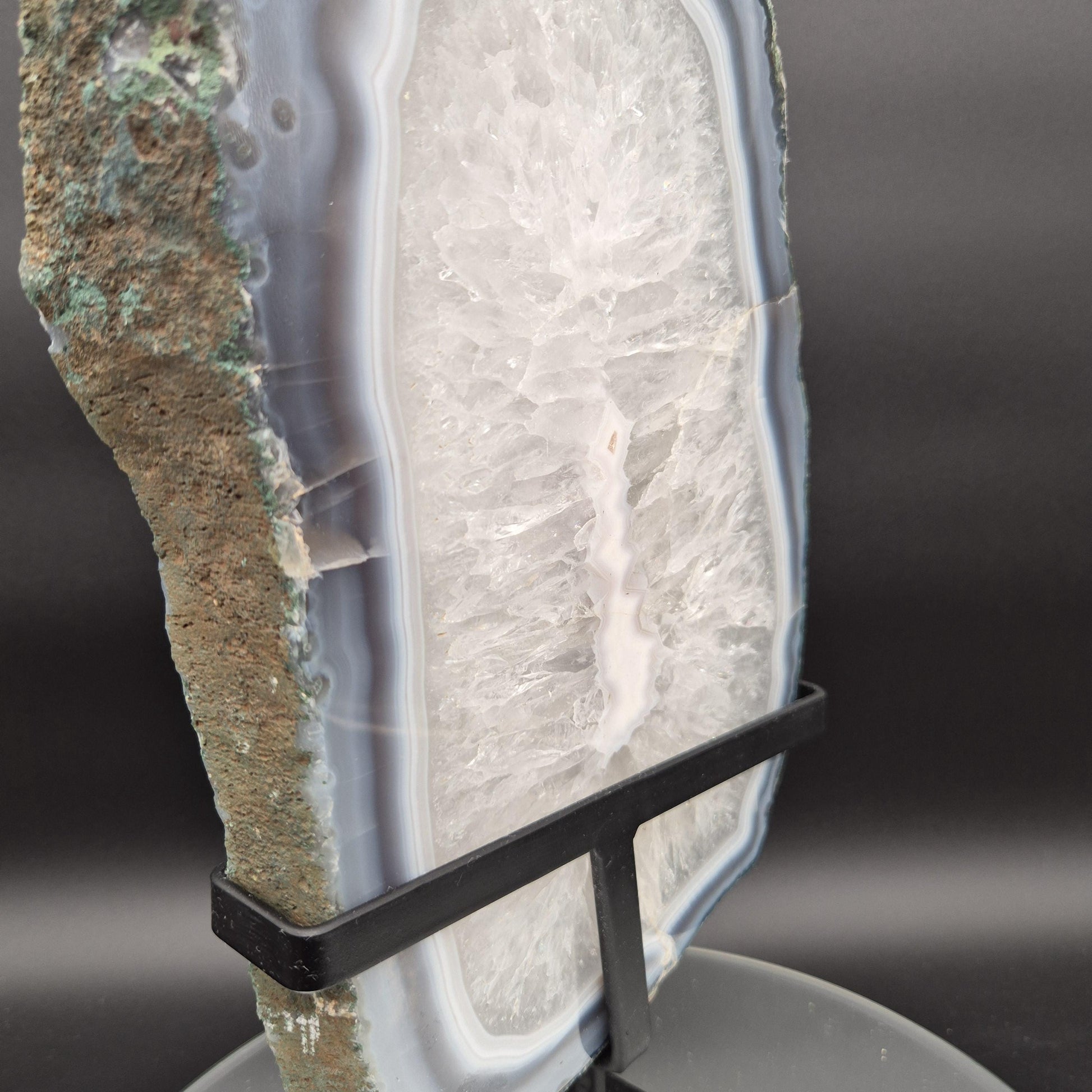 Polished Quartz Blue Banded Agate Backlit Slab Brazil 10.58 lbs 15x7x1.5 Large Statement Crystal Crystal Hoarder