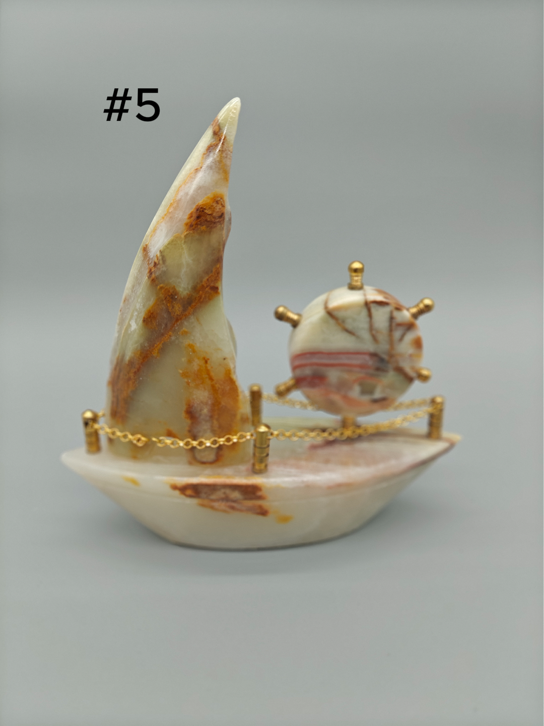 Onyx Sailboat Clock - Nautical Desk Decor, Luxury Crystal Timepiece with Optional light up base Crystal Hoarder