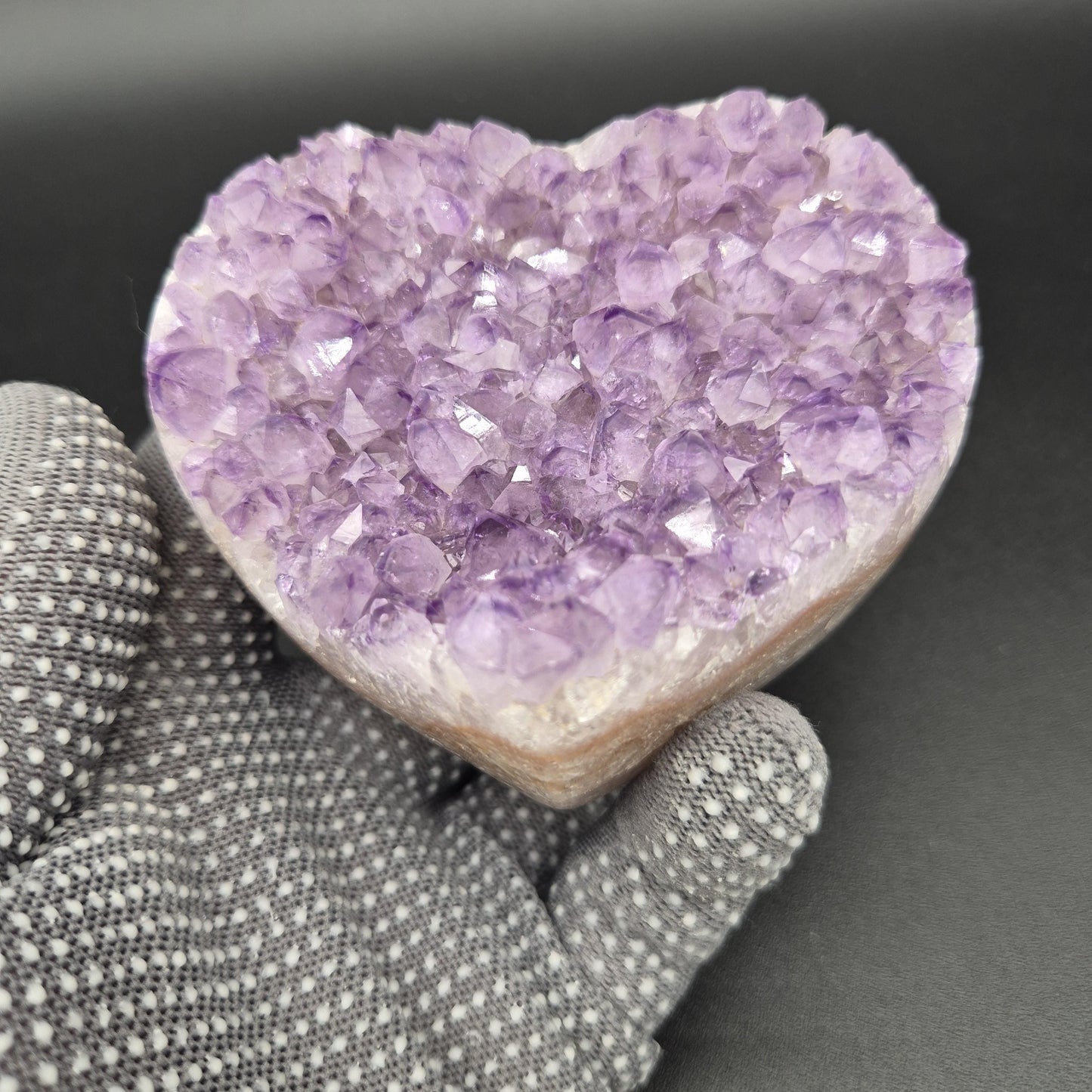 Amethyst Heart with Pink Banding - Uruguay Crystal Specimen - 3.75 x 3in - 1.12 lbs - Polished Collector Display Crystal Hoarder