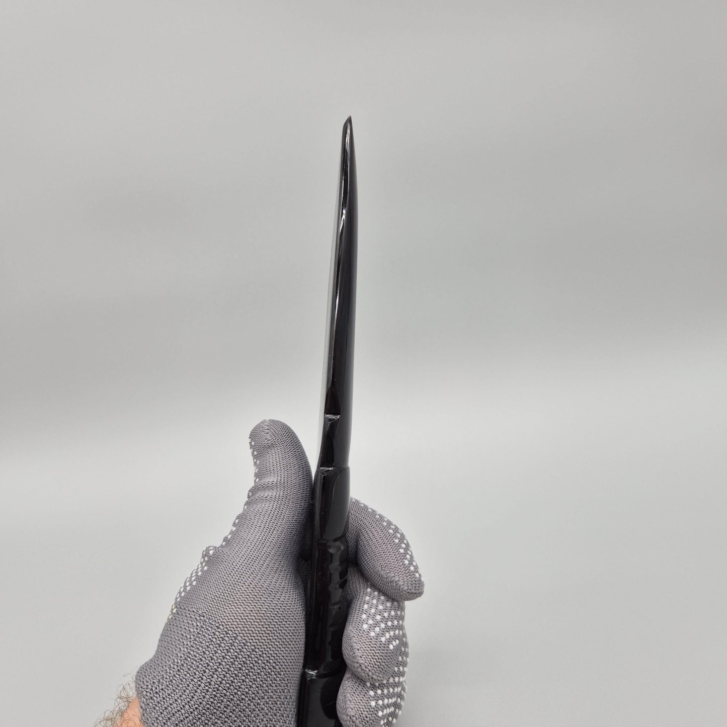 Obsidian Dagger - 9in Hand Knapped Volcanic Glass Blade - Natural Black Obsidian - Display Piece - 6.15 oz Crystal Hoarder