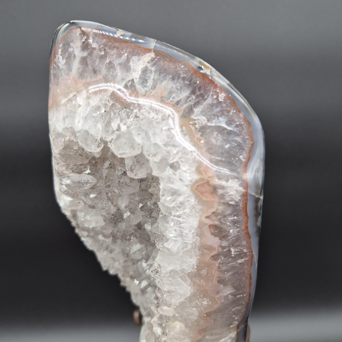 AAA+ One of a Kind Fully Polished Quartz with Pink and Blue Banded Agate Uruguay 7.68 lb 14.5x5x3 Crystal Display Crystal Hoarder