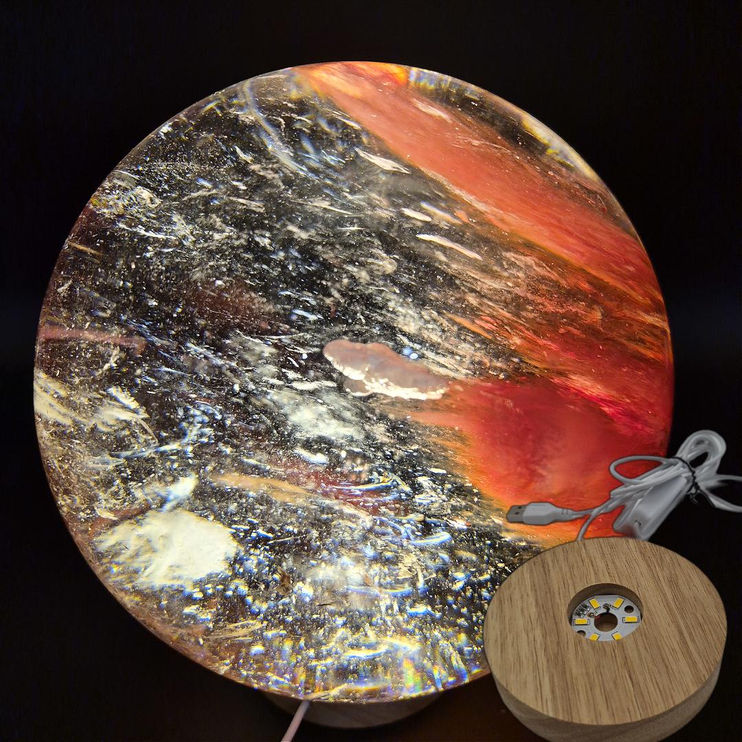 Huge AAA+ Red Smelt Quartz Sphere - 22.1 lbs - 7" (178mm) - Man Made Polished Crystal Ball - Optional Light Base - Statement Display