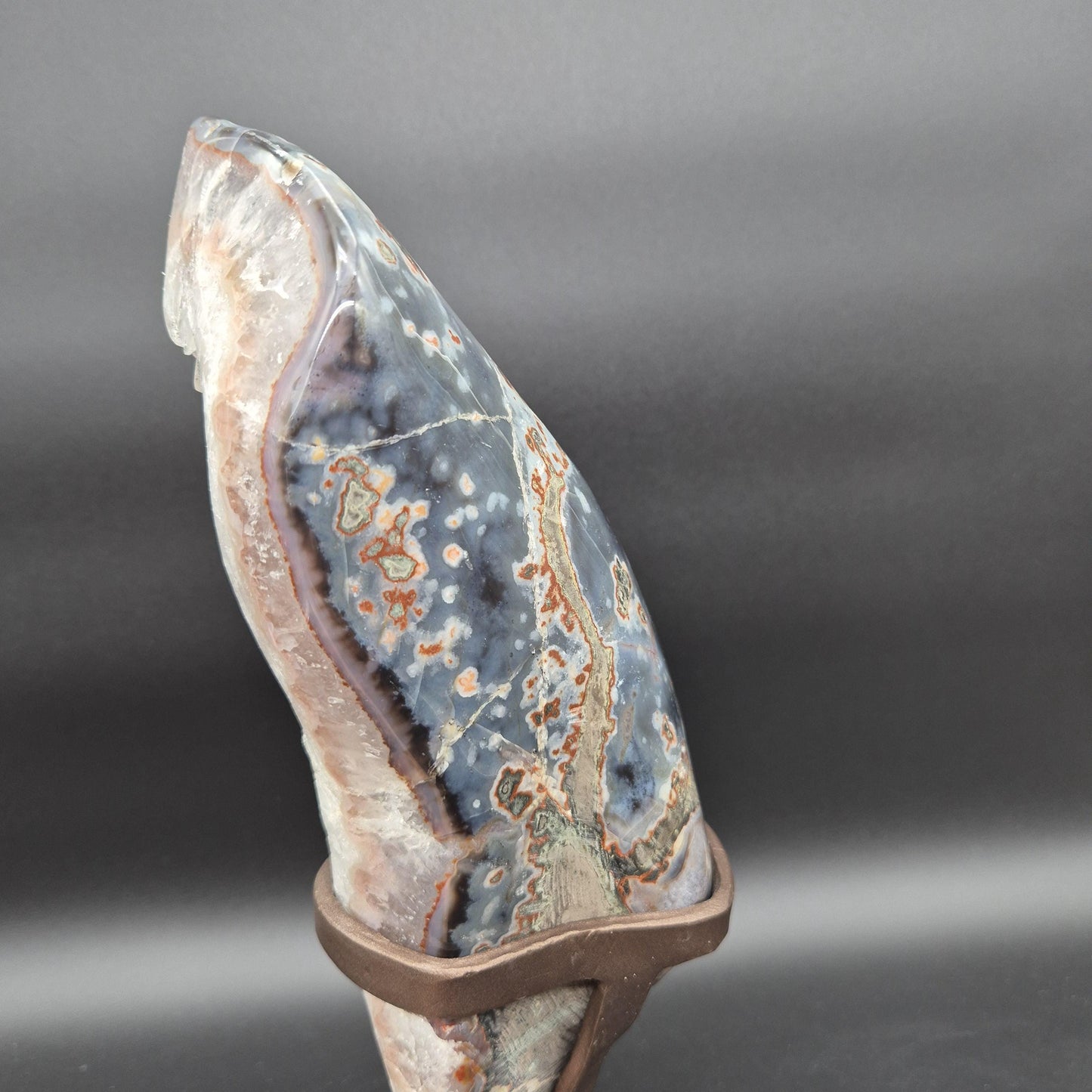 AAA+ One of a Kind Fully Polished Quartz with Pink and Blue Banded Agate Uruguay 7.68 lb 14.5x5x3 Crystal Display Crystal Hoarder