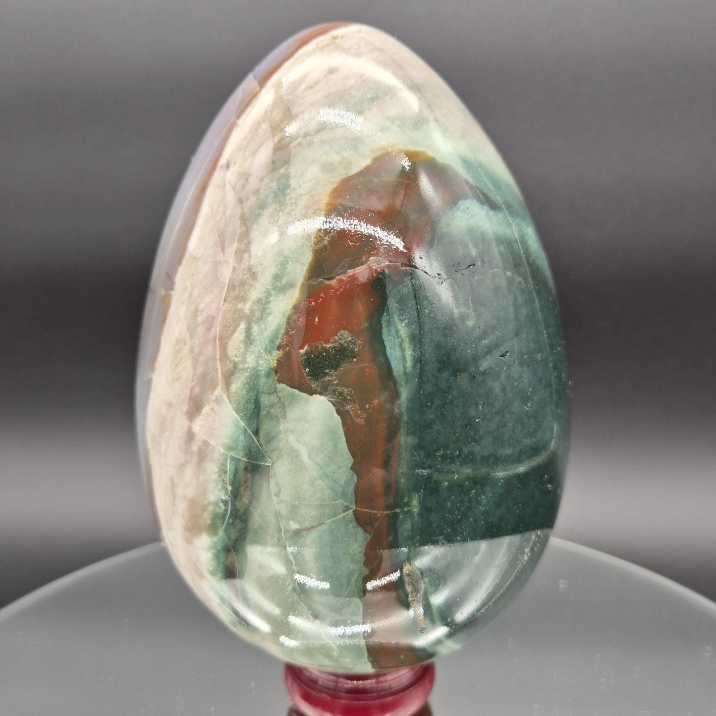 6.5 x 4.5 in Huge Ocean Jasper Egg - 7.04 lbs - Rare Purple & Green Stripes - Collector Grade Natural Stone Specimen Crystal Hoarder