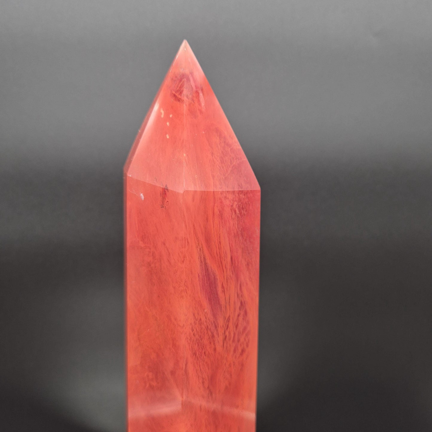 Huge Red Quartz Tower - Man Made Smelted Quartz - 6.11 lbs - 17.5in x 3in - Polished Crystal Point Statement Piece Crystal Hoarder