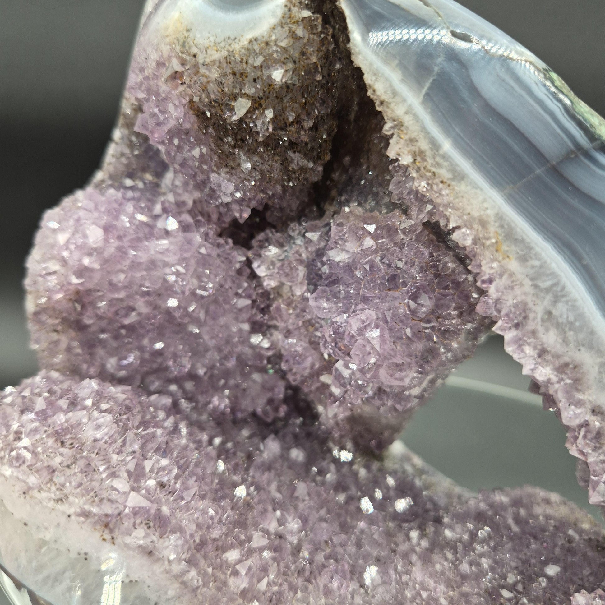 AAA+ Super Unique Amethyst with Blue Banded Agate Formation Brazil 5.87 lbs 9x7x5 Collector Crystal Crystal Hoarder