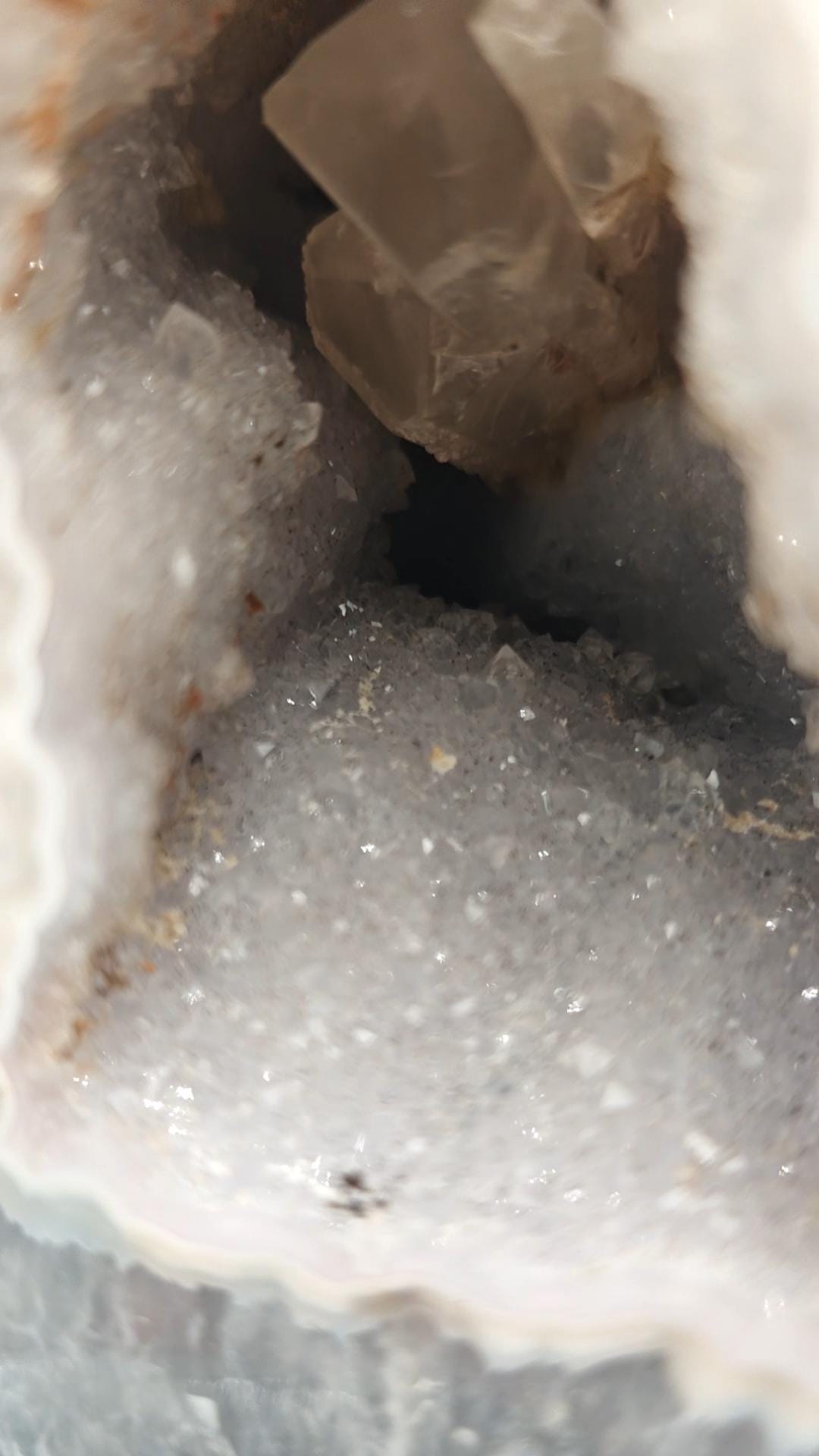 Rare Fully Polished Blue Banded Agate Cathedral with Druzy Calcite - Brazilian Agate Geode - 16.75 lbs Crystal Hoarder