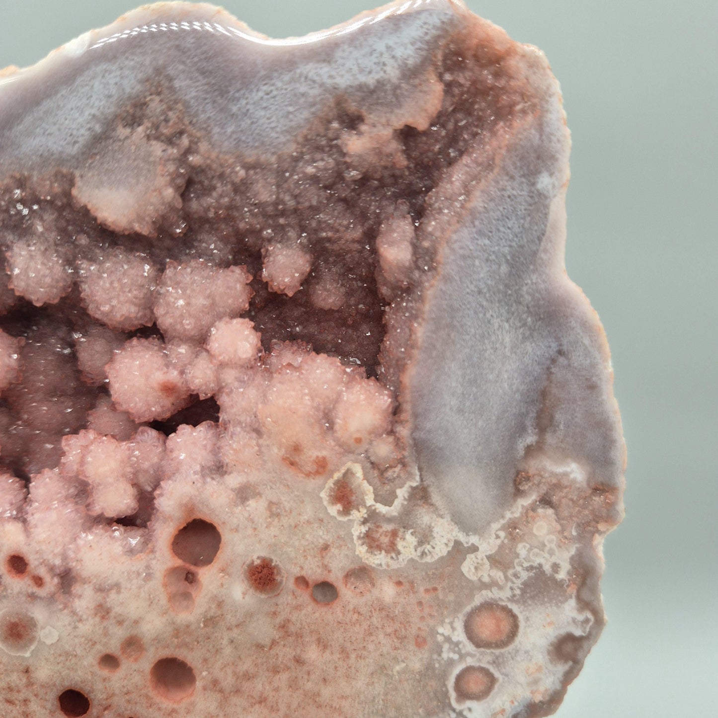 AAA+ Pink Druzy Amethyst with Deep Red Orbital & Bubble Formations | Rare Blue Agate Inclusion | Brazilian Statement Crystal Crystal Hoarder