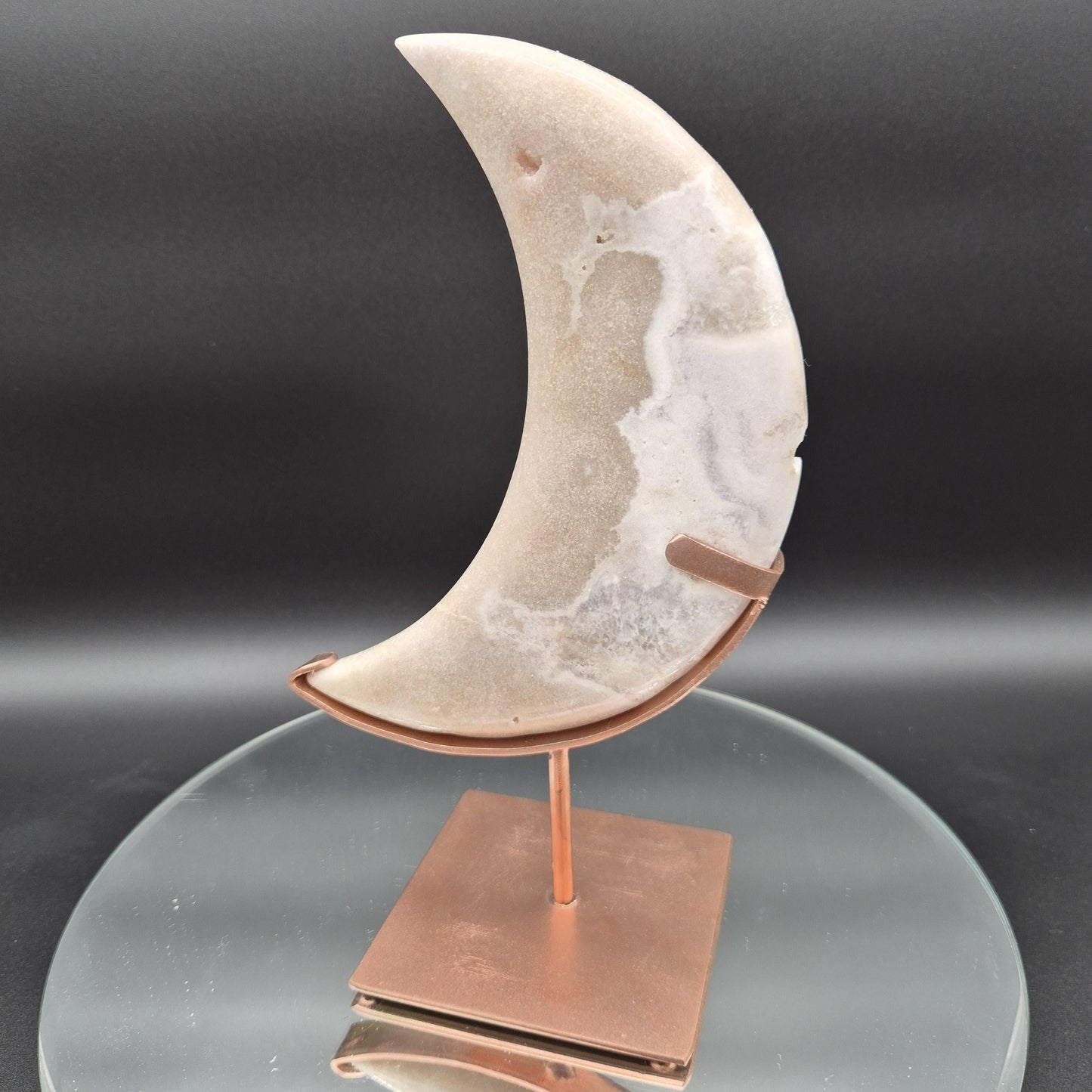 AAA+ Pink Amethyst Moon - Brazil - 2.29 lbs - 10 x 5.5in - Hand Carved Crystal Crescent - Rare Pastel Amethyst Decor Crystal Hoarder