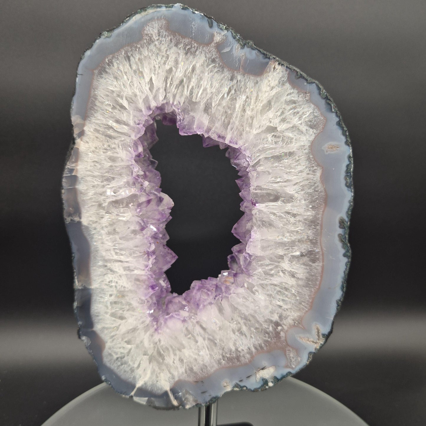 Amethyst Portal with Blue and Pink Agate Brazil 12x6.5x1.5 5.75 lbs Crystal Hoarder