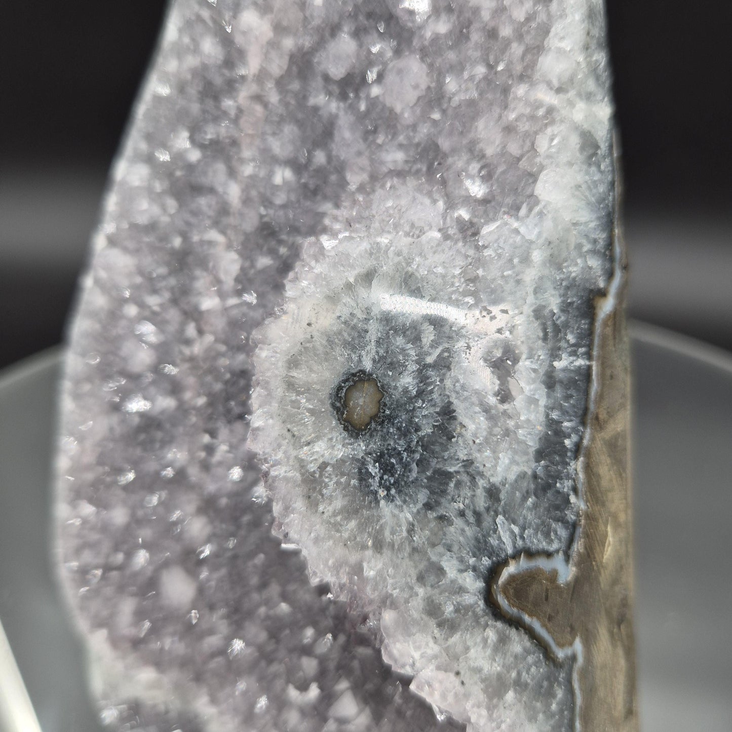 AAA+ Uruguay Lavender Amethyst Cathedral with Stalactite Eye - 3.8 lbs - 6.5 x 4.5in -  Druzy Quartz Crystal Hoarder