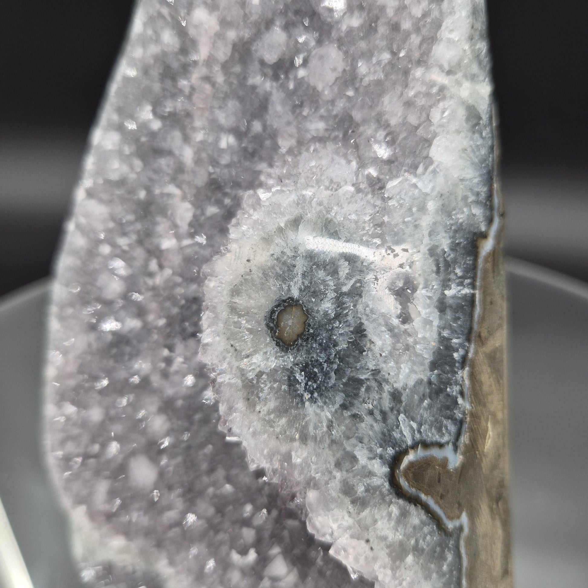 AAA+ Uruguay Lavender Amethyst Cathedral with Stalactite Eye - 3.8 lbs - 6.5 x 4.5in -  Druzy Quartz Crystal Hoarder