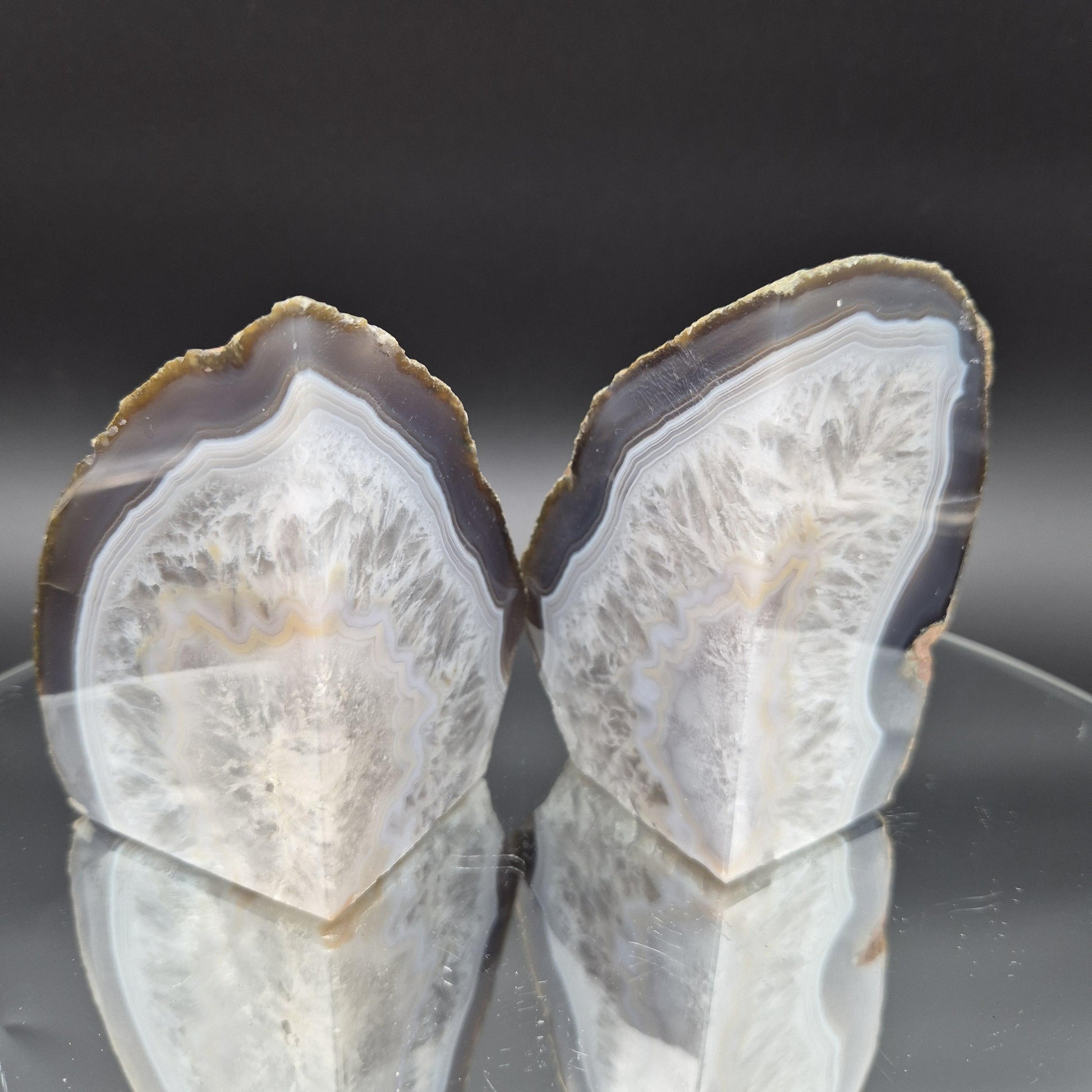 Blue Banded Agate Bookends from Brazil 3.15 lbs Crystal Hoarder