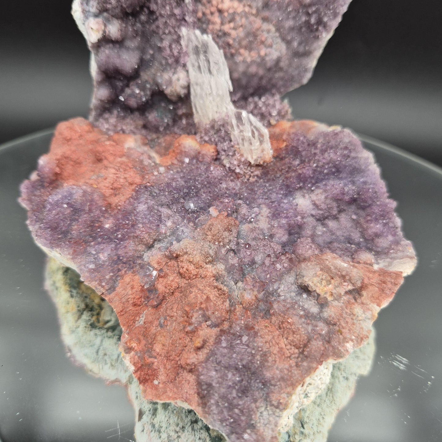 Zeolite Amethyst with Selenite Gypsum Brazil Crystal Sculpture 1.94 lb 7x6x4 Natural Mineral Specimen Crystal Hoarder