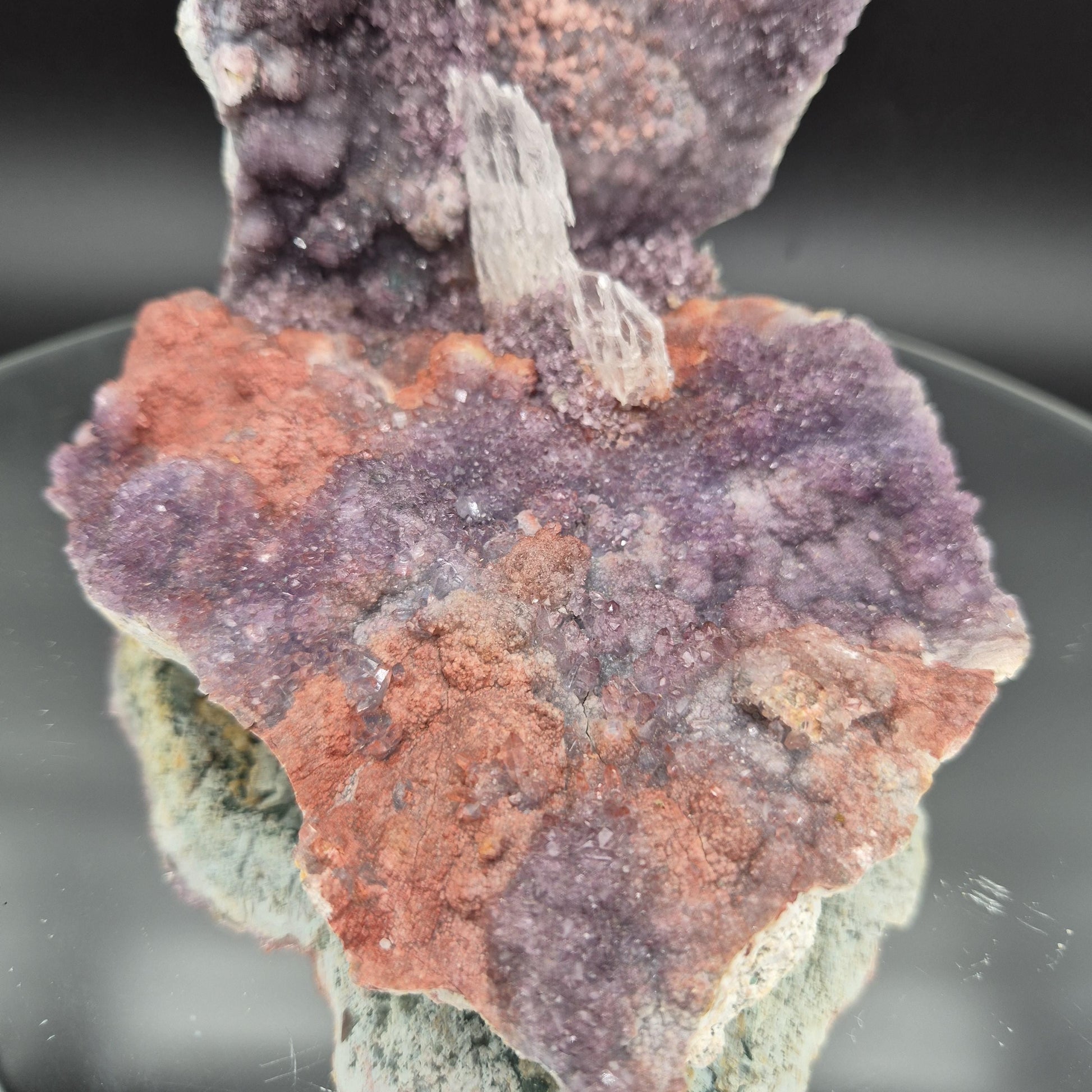 Zeolite Amethyst with Selenite Gypsum Brazil Crystal Sculpture 1.94 lb 7x6x4 Natural Mineral Specimen Crystal Hoarder