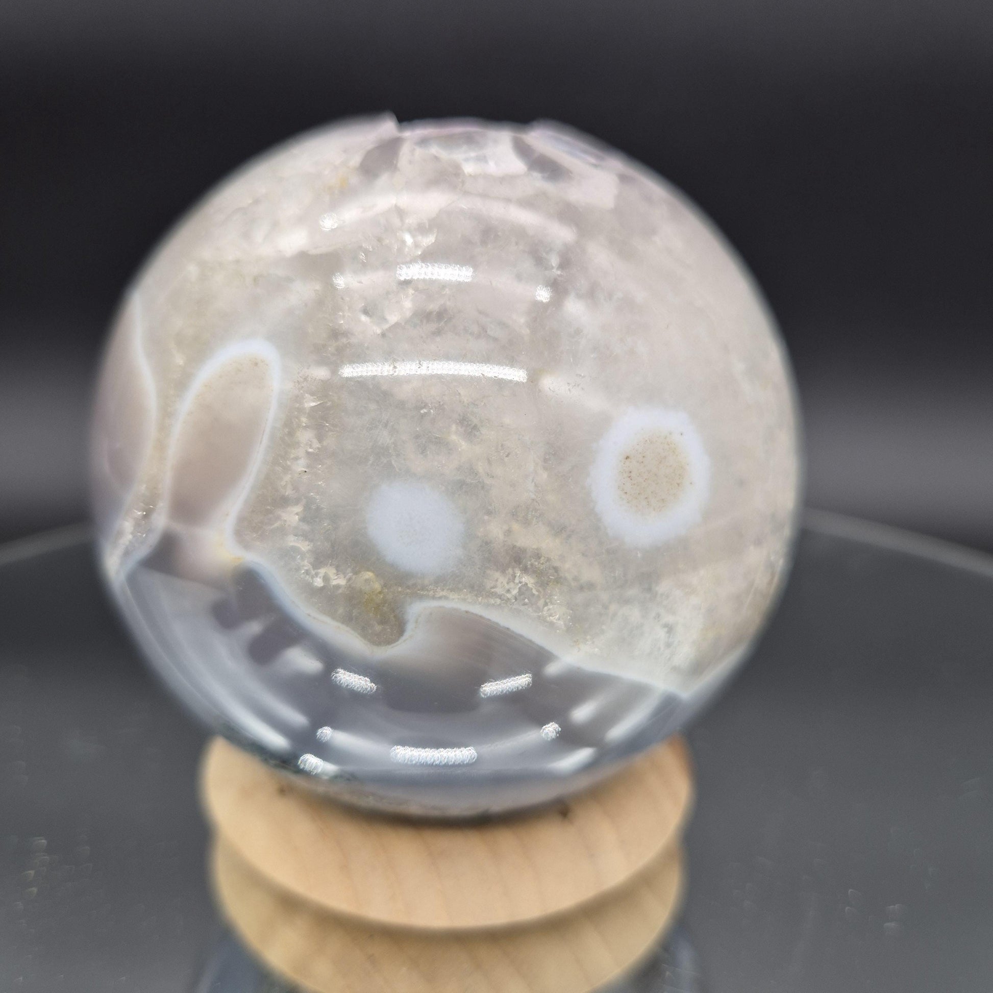 Amethyst with Blue Banded Agate Sphere 3.5 Inch 1.85 lbs Brazil with Optional Light Up Bases Crystal Hoarder