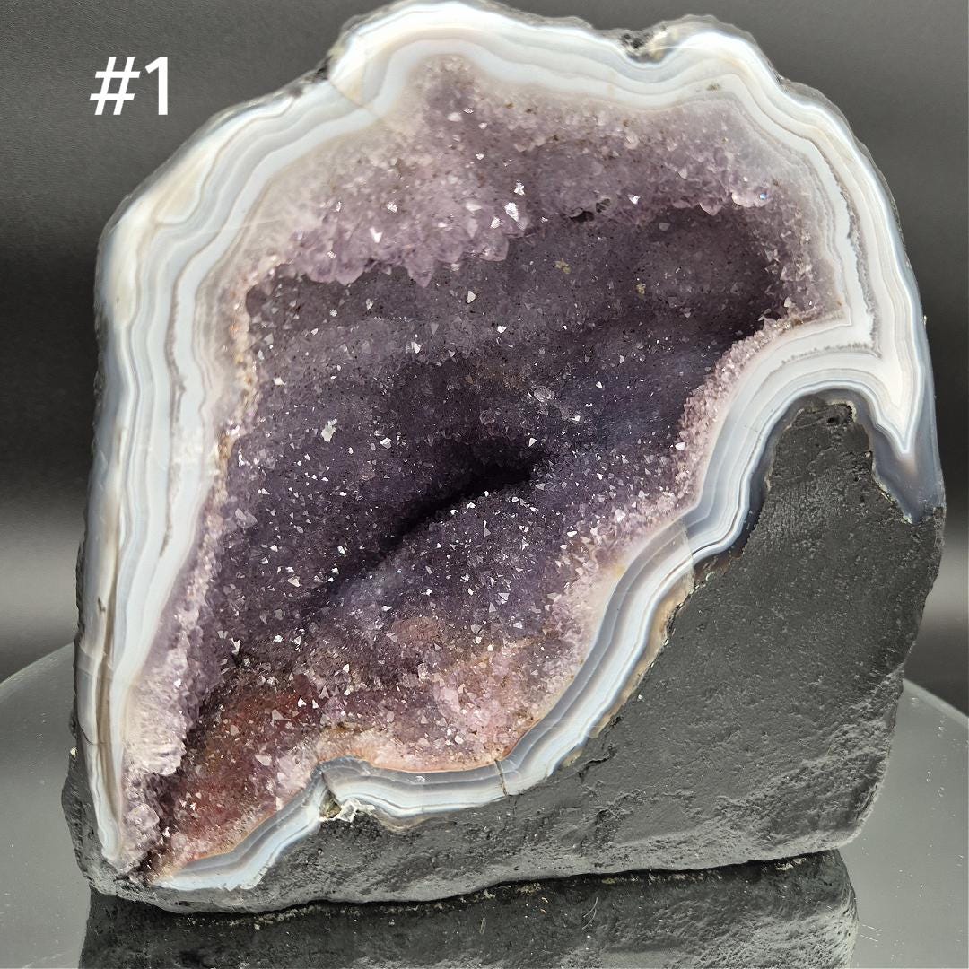 AAA+ Deep Galaxy Amethyst Cathedral Blue Banded Agate Brazil Choose Your Piece 11.48 lbs or 10.17 lbs Crystal Hoarder