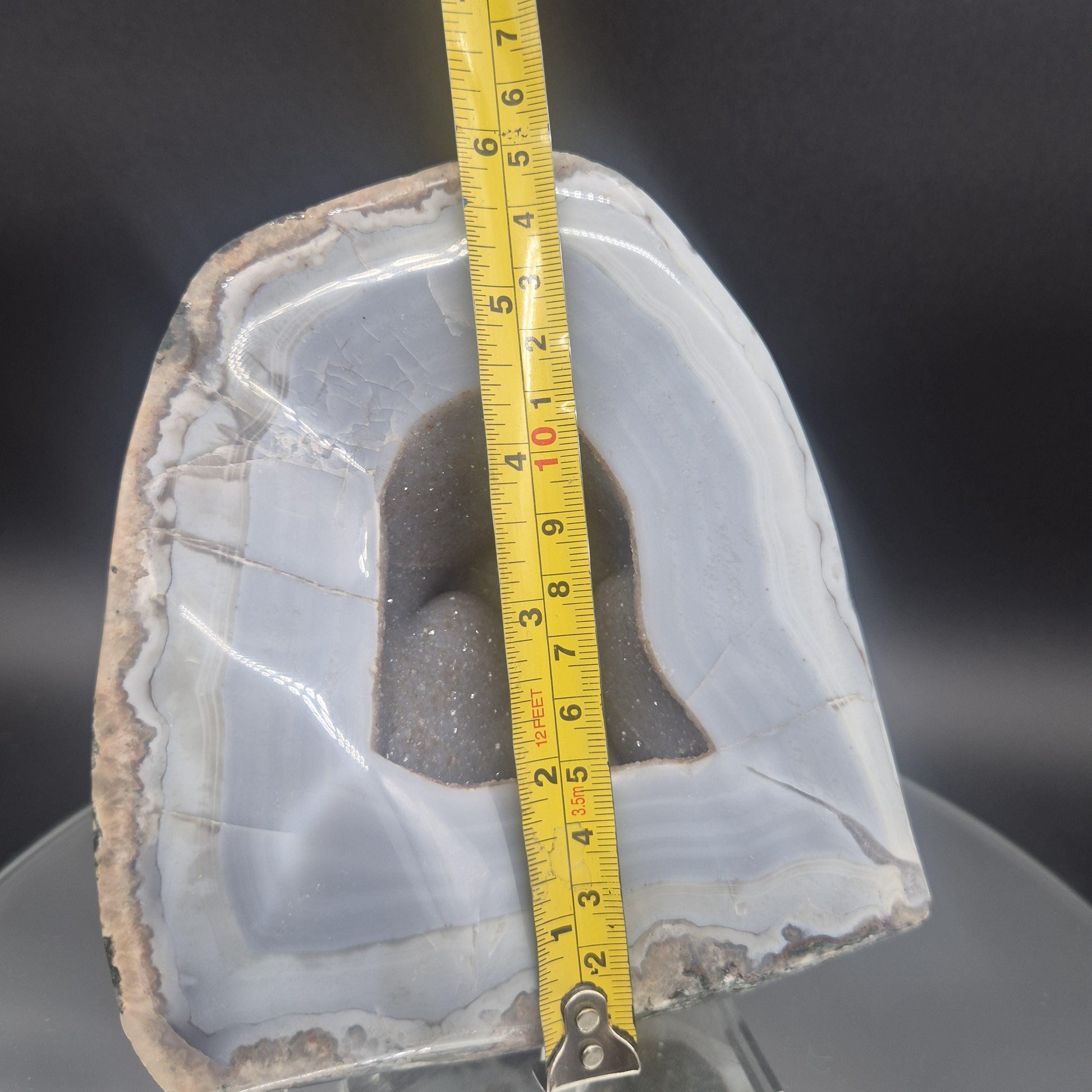 Rare Bubble Druzy Amethyst with Hematite Blue Banded Agate Polished 5.5x5.5x4 4.82 lbs Brazil Crystal Hoarder
