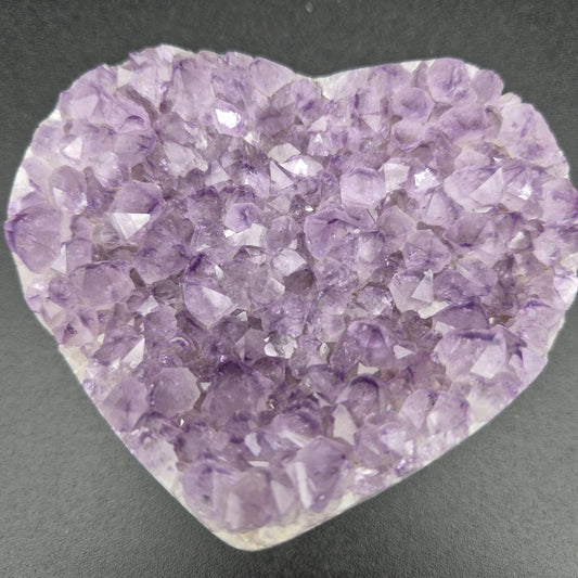 Amethyst Heart with Pink Banding - Uruguay Crystal Specimen - 3.75 x 3in - 1.12 lbs - Polished Collector Display Crystal Hoarder