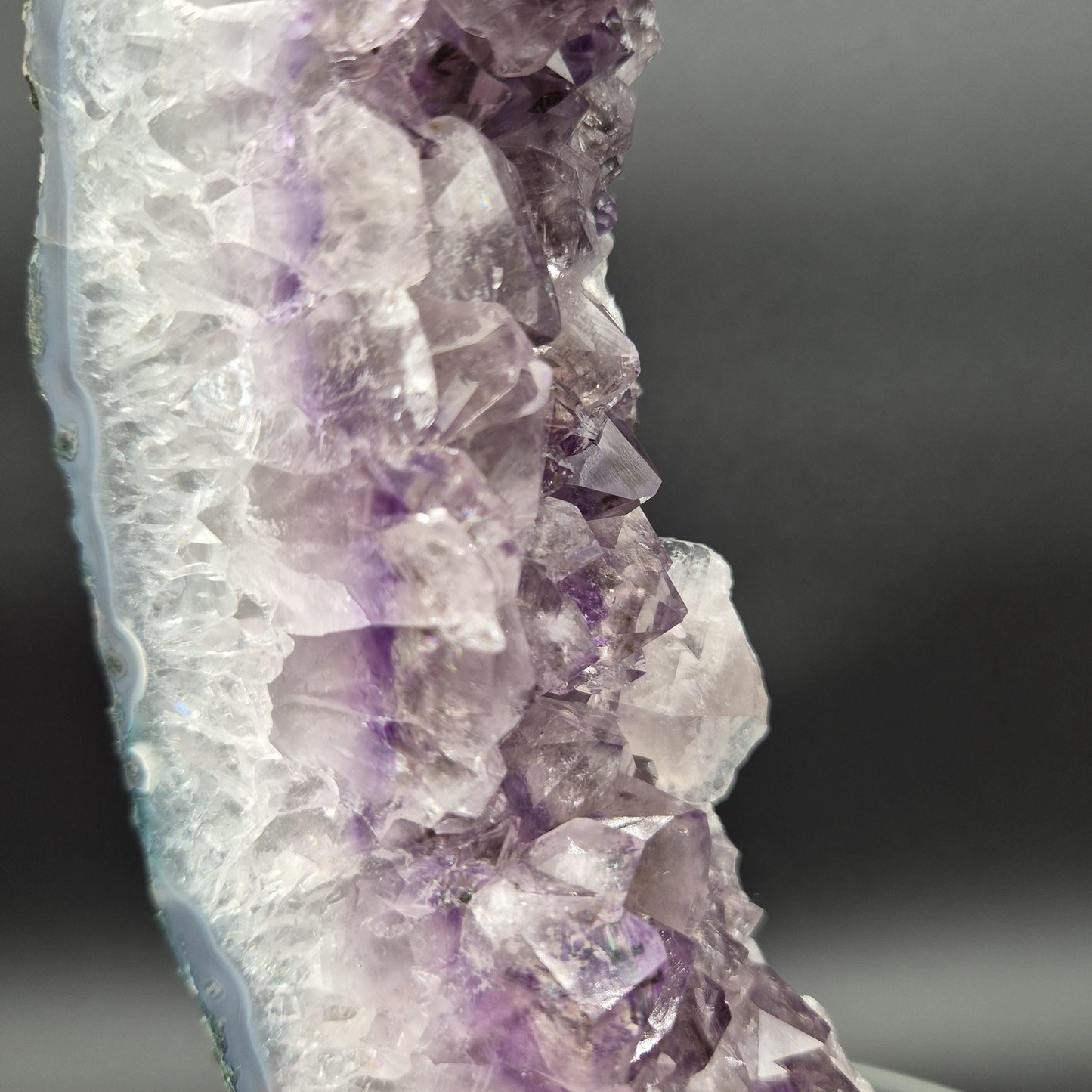 AAA+ Amethyst with Blue Banded Agate on Stand 10.5x4x1.5 3.17 lbs Brazil Crystal Hoarder