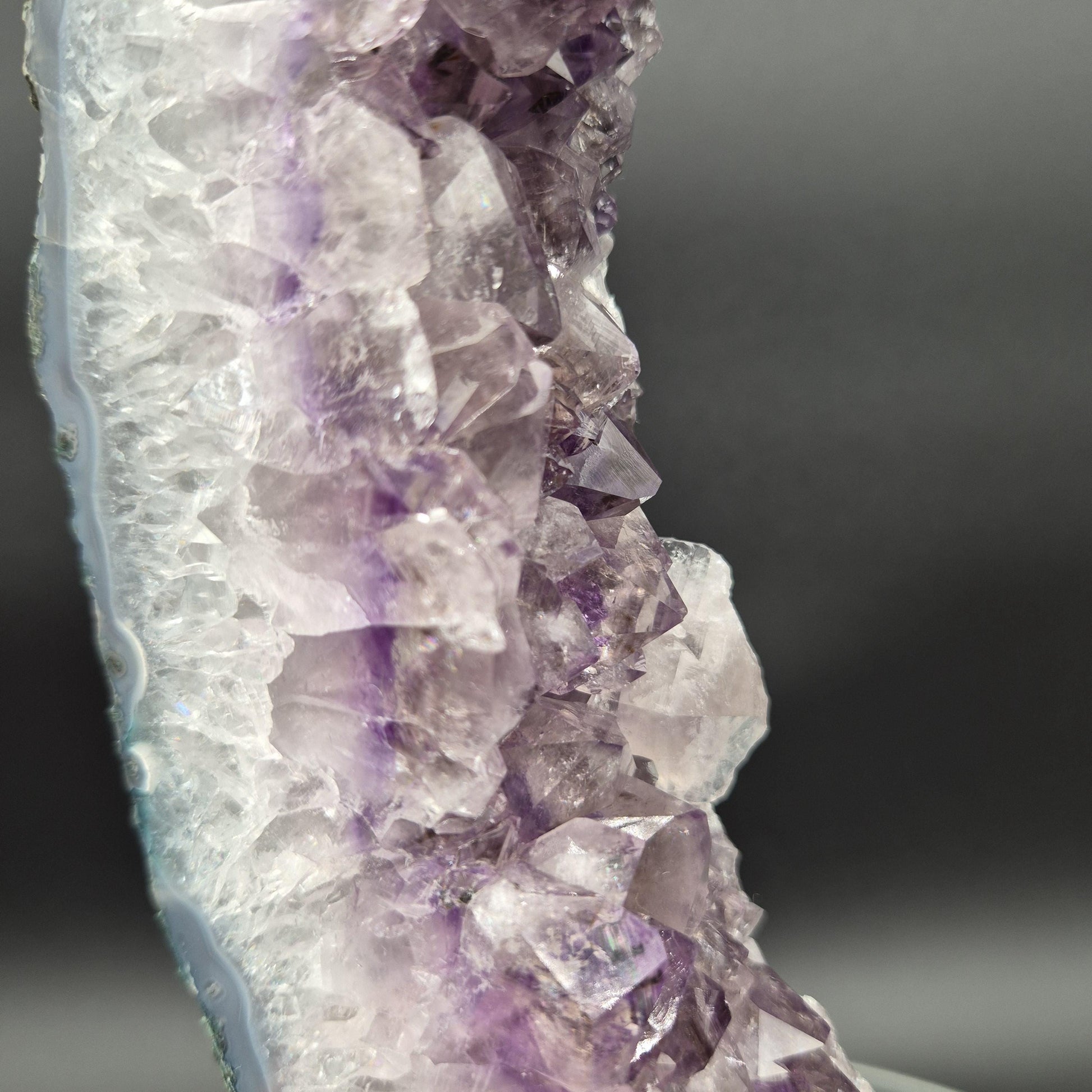 AAA+ Amethyst with Blue Banded Agate on Stand 10.5x4x1.5 3.17 lbs Brazil Crystal Hoarder