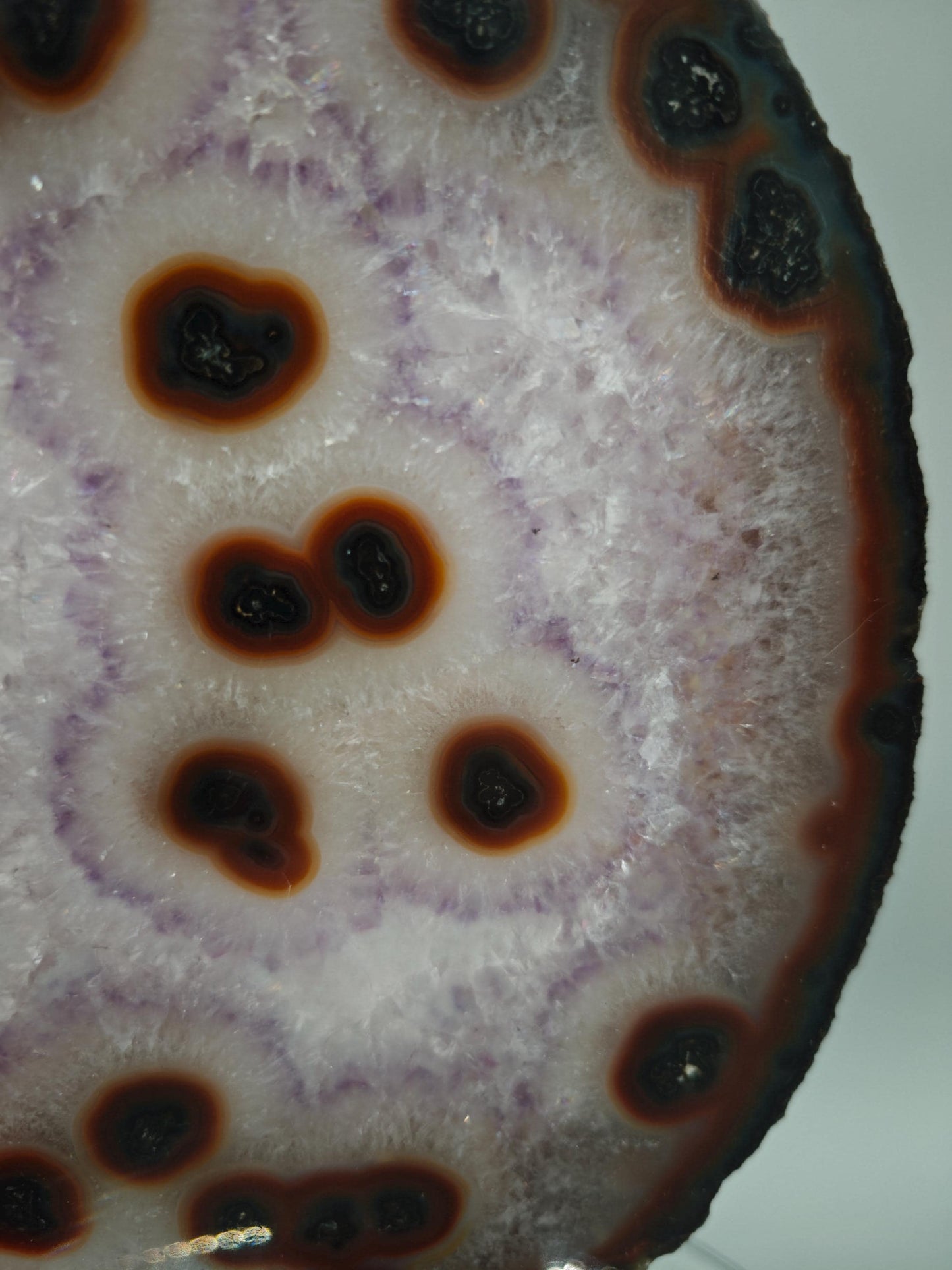 Rare Amethyst with Agate Slice & Stalactite Eyes - Backlit Brazilian Crystal Specimen - Unique Clear Formation - One of a Kind Crystal Hoarder
