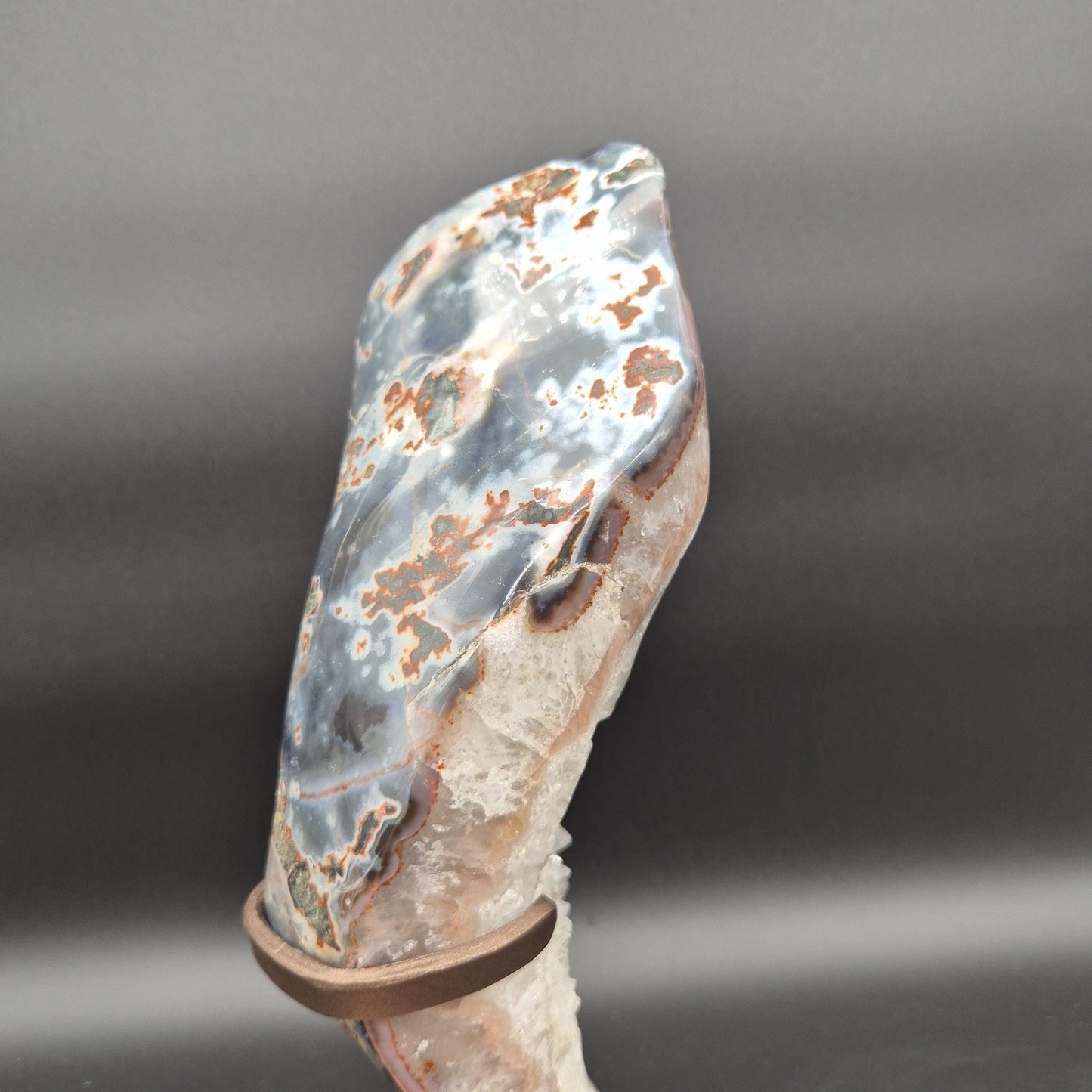 AAA+ One of a Kind Fully Polished Quartz with Pink and Blue Banded Agate Uruguay 7.68 lb 14.5x5x3 Crystal Display Crystal Hoarder