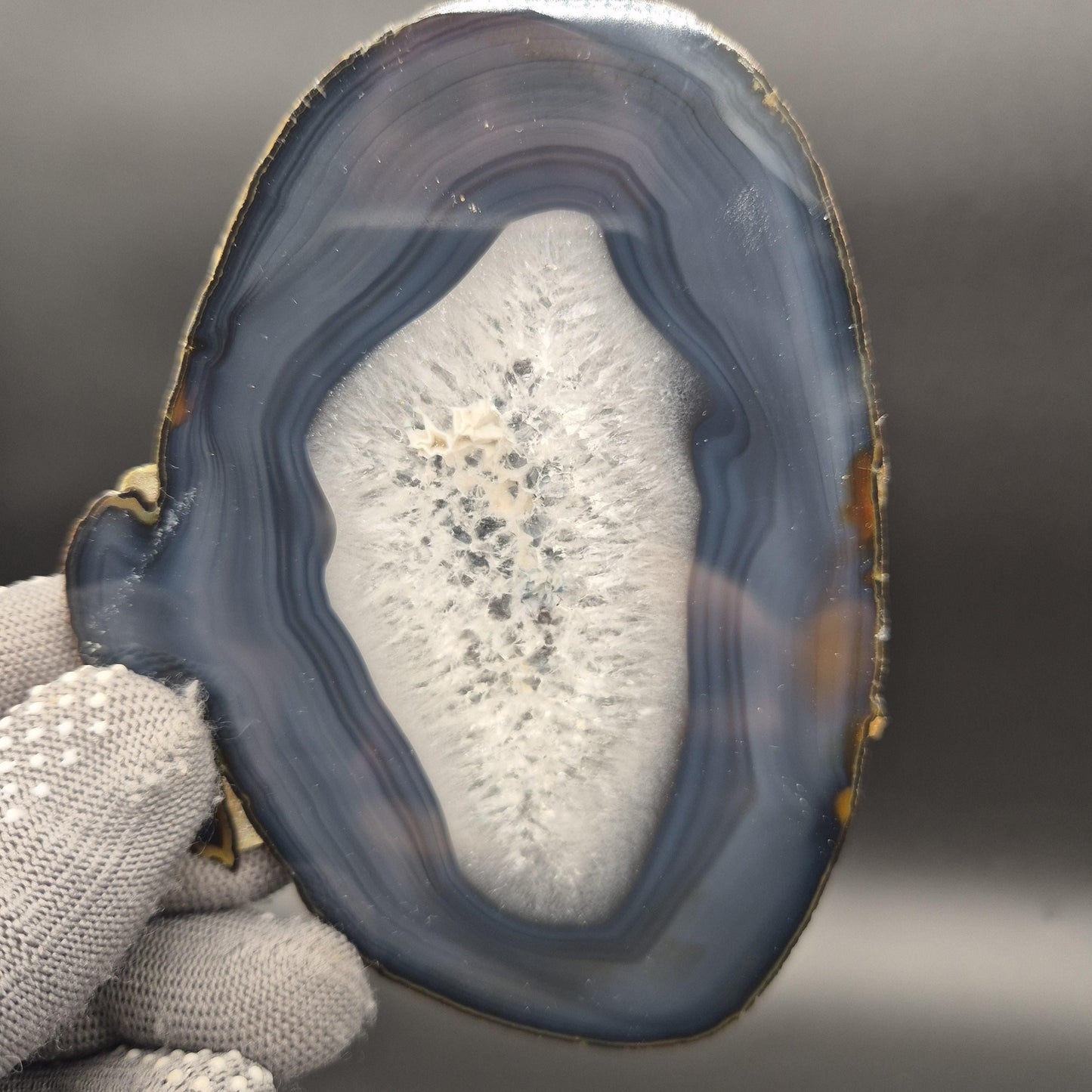 AAA+ Translucent Agate Slices with Quartz - Brazil | Set of 5 | 5x3in Natural Druzy | 1.04 lbs Crystal Hoarder