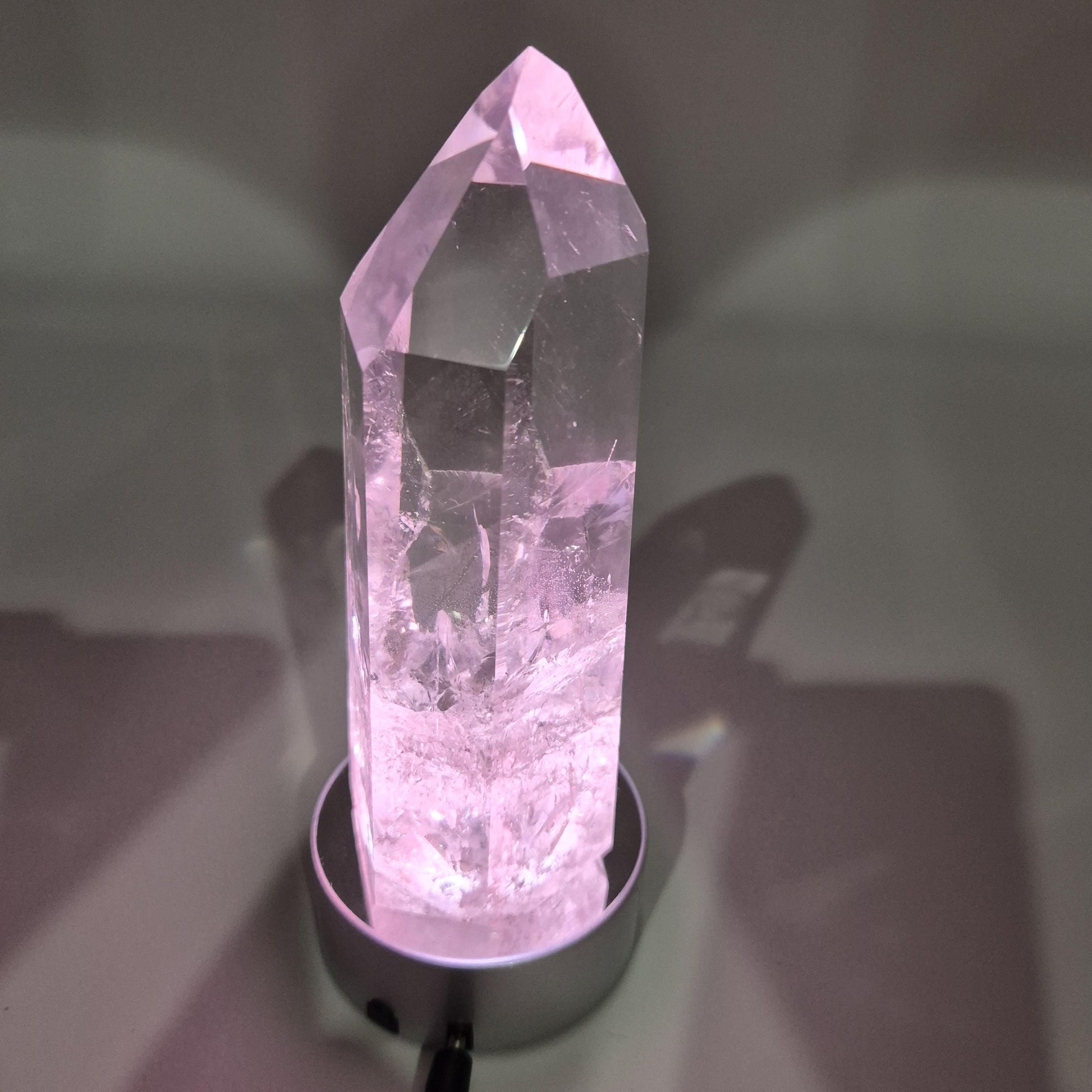 Water Clear Quartz Crystal Point with Inclusions - Brazil, 11oz Natural Specimen (Optional LED Base) Crystal Hoarder