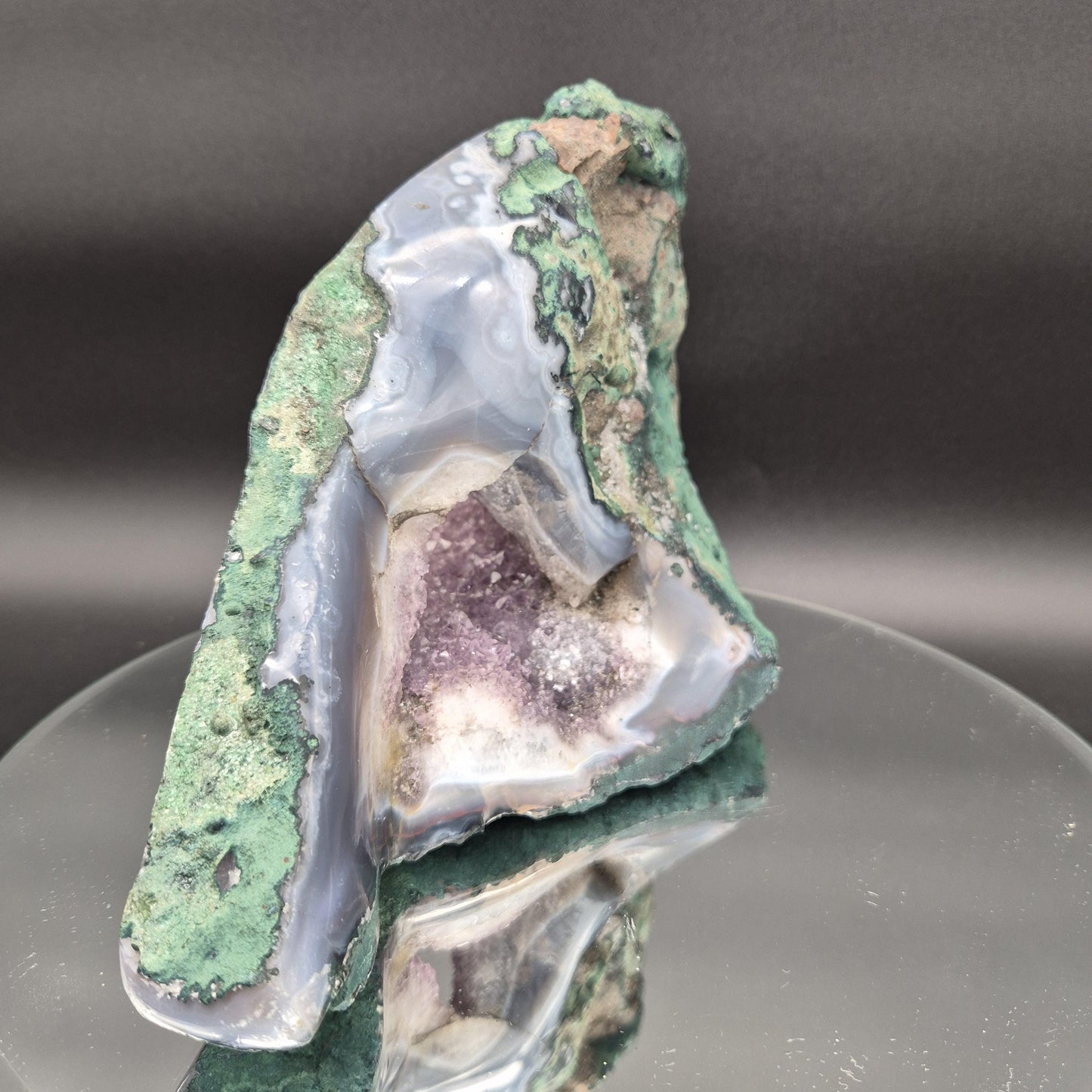 AAA+ Super Unique Amethyst with Blue Banded Agate Formation Brazil 5.87 lbs 9x7x5 Collector Crystal Crystal Hoarder