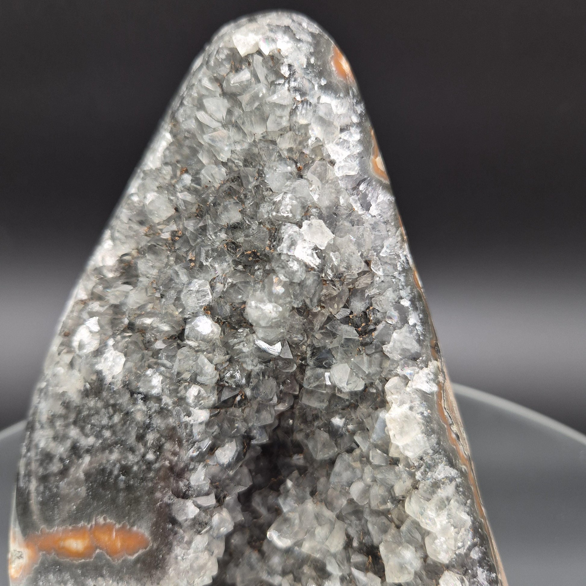 3.69 lb Collector Quality Super Rare Green Amethyst with Bright Orange Stalactite Eye – 6"x5.5"x3.5" – Uruguay Crystal Hoarder