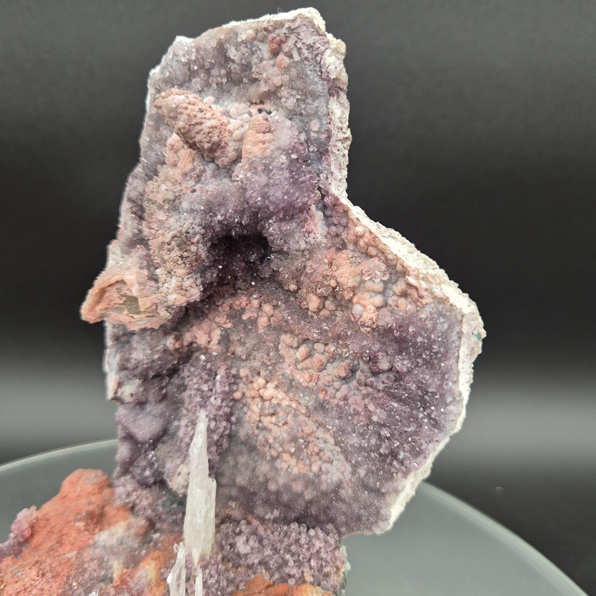 Zeolite Amethyst with Selenite Gypsum Brazil Crystal Sculpture 1.94 lb 7x6x4 Natural Mineral Specimen Crystal Hoarder