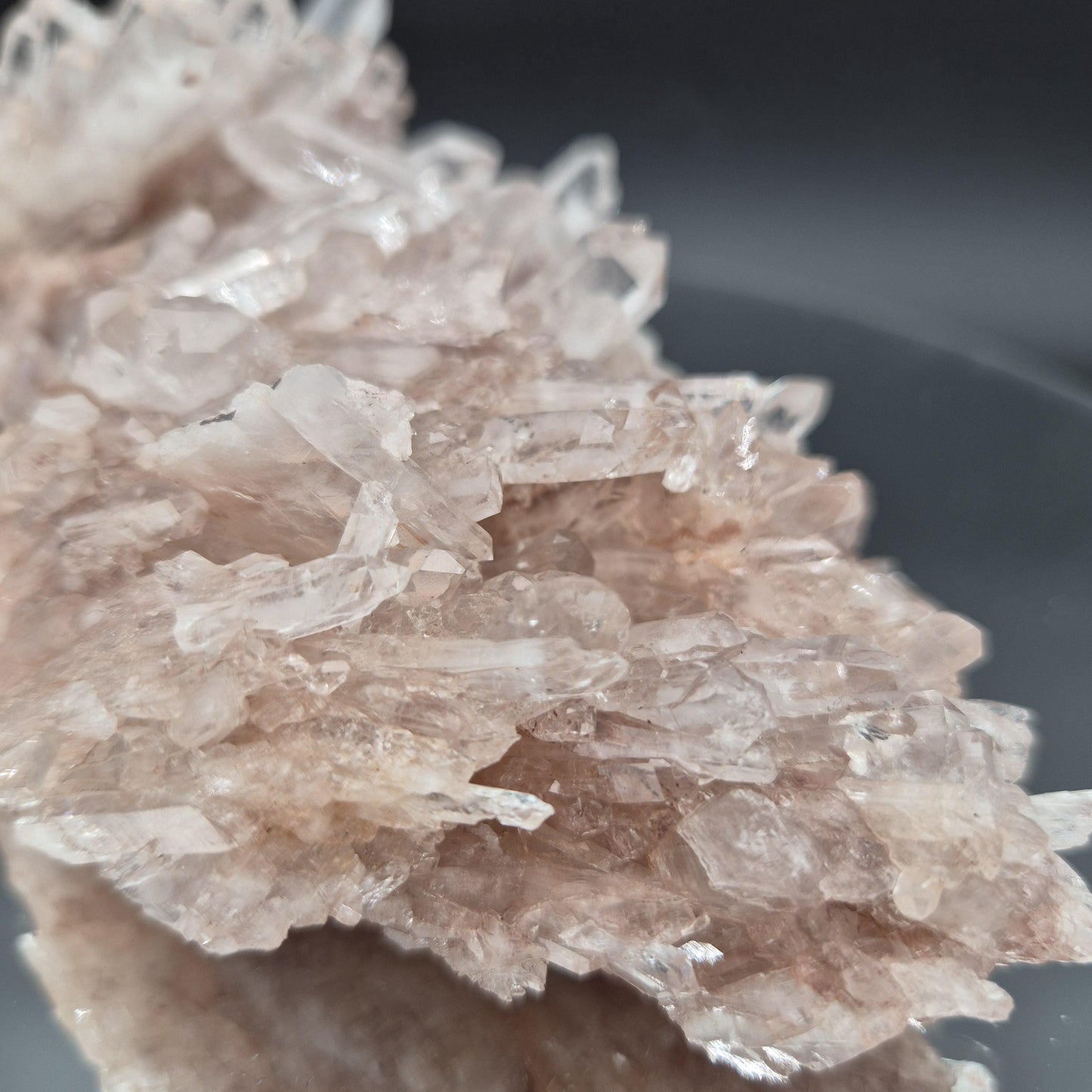 AAA+ Rare Pink Lemurian Quartz Cluster Water Clear Points Colombia 8x3.5x2.5 1.96 lbs Crystal Hoarder