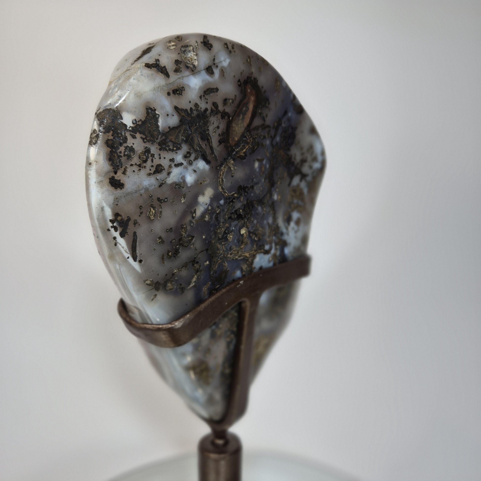 AAA+ Uruguay Amethyst with Stalactite Eyes, Large Calcite & Blue Banded Agate on Base - 13.5in Tall, 5.53 lb Statement Collector Specimen Crystal Hoarder