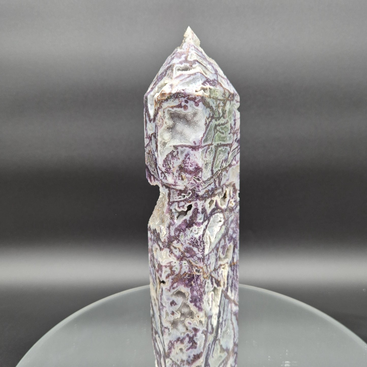 Extra Large Purple Sphalerite Tower with Druzy | 10in Crystal Point | 3.45 lb Statement Specimen | Sparkling Druzy Mineral Display Crystal Hoarder