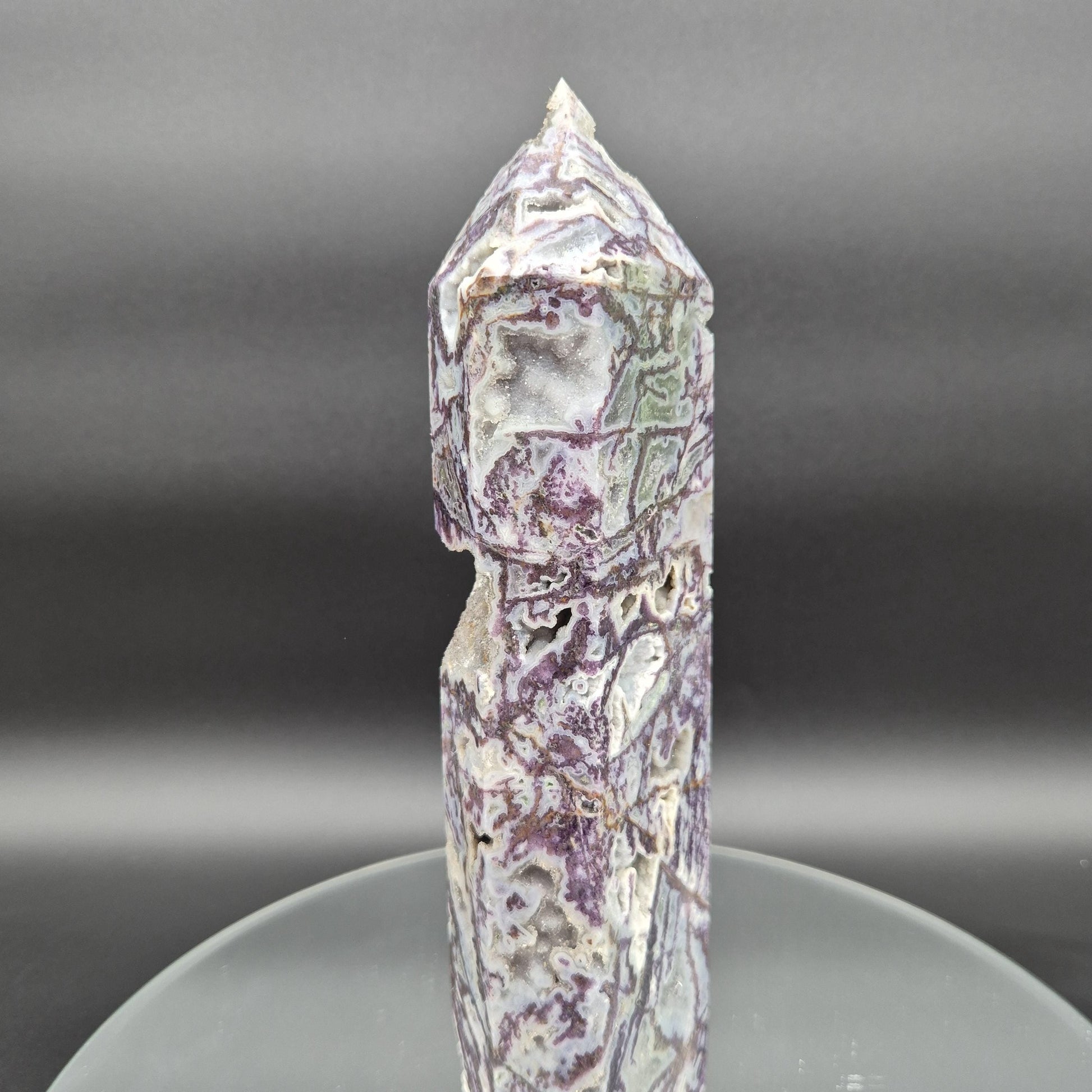 Extra Large Purple Sphalerite Tower with Druzy | 10in Crystal Point | 3.45 lb Statement Specimen | Sparkling Druzy Mineral Display Crystal Hoarder