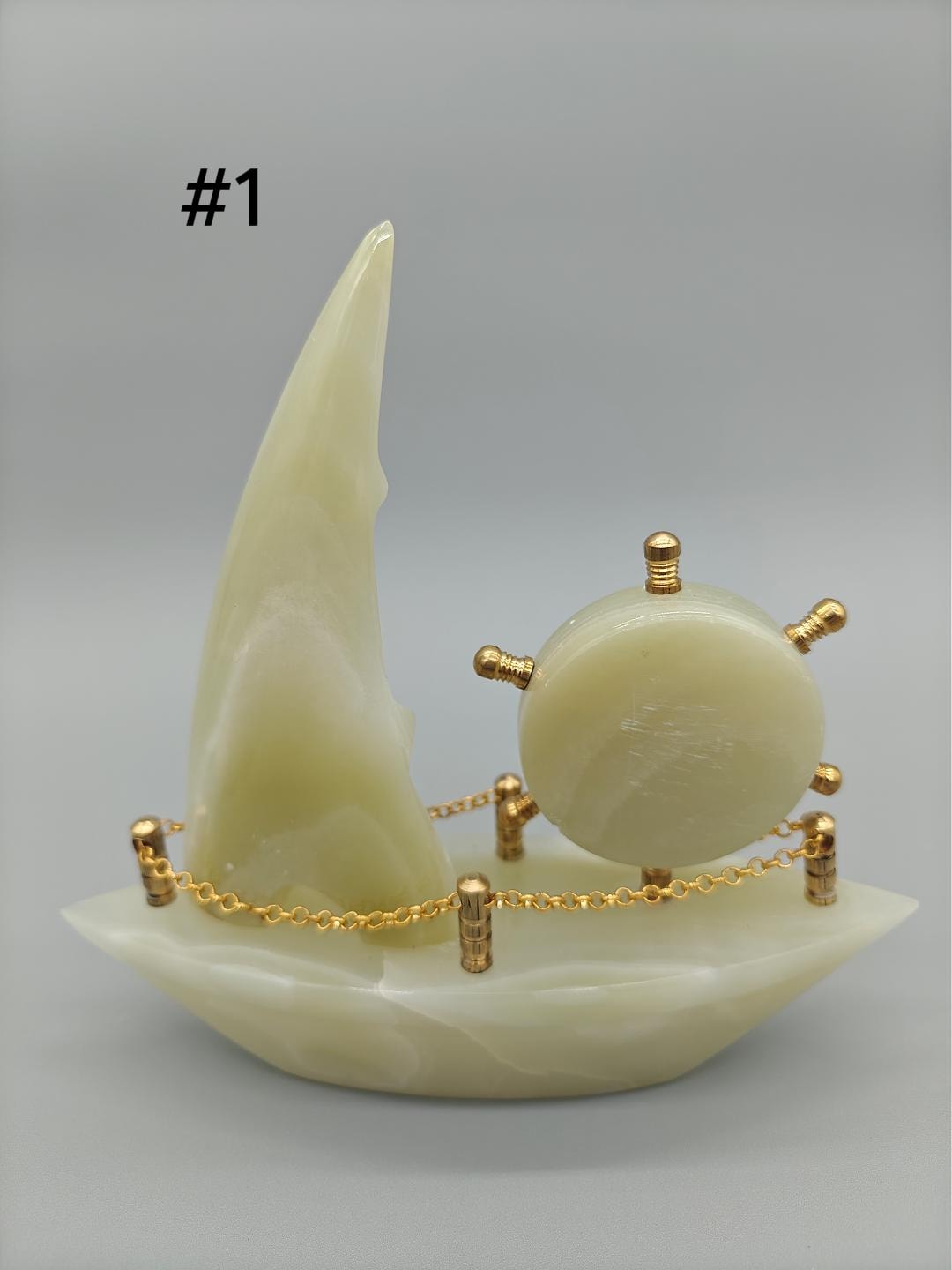 Onyx Sailboat Clock - Nautical Desk Decor, Luxury Crystal Timepiece with Optional light up base Crystal Hoarder