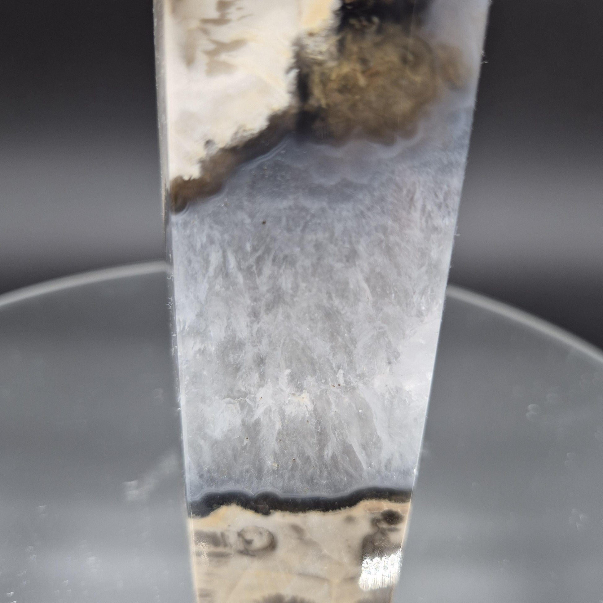 AAA+ Agate in Quartz Tower - 9 x 2.5in, 2.16 lbs - Display Crystal, Collector Tower, Home Decor Crystal Hoarder