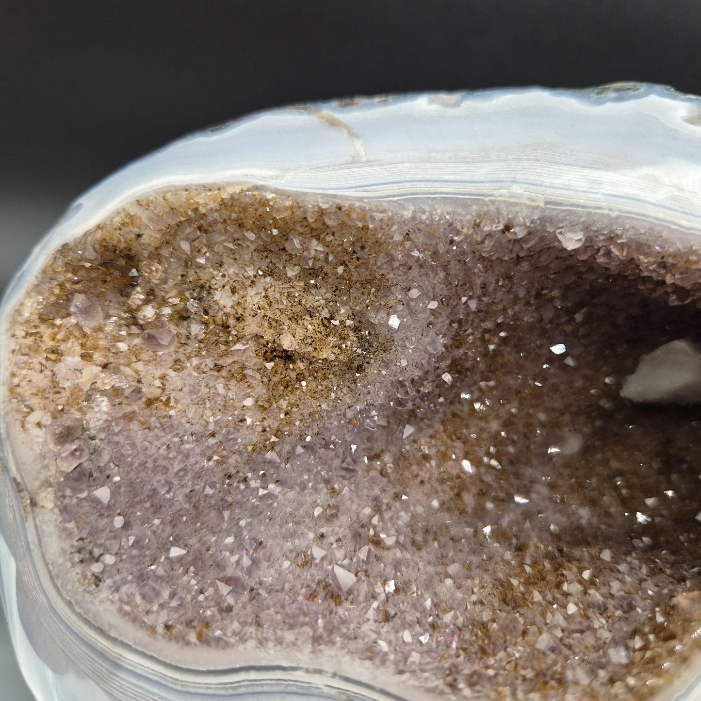 AAA+ Super Rare Amethyst with Multi Color Hematite and Calcite -Rare White Banded Agate Brazil 9x5x5 5.55 lbs Crystal Hoarder