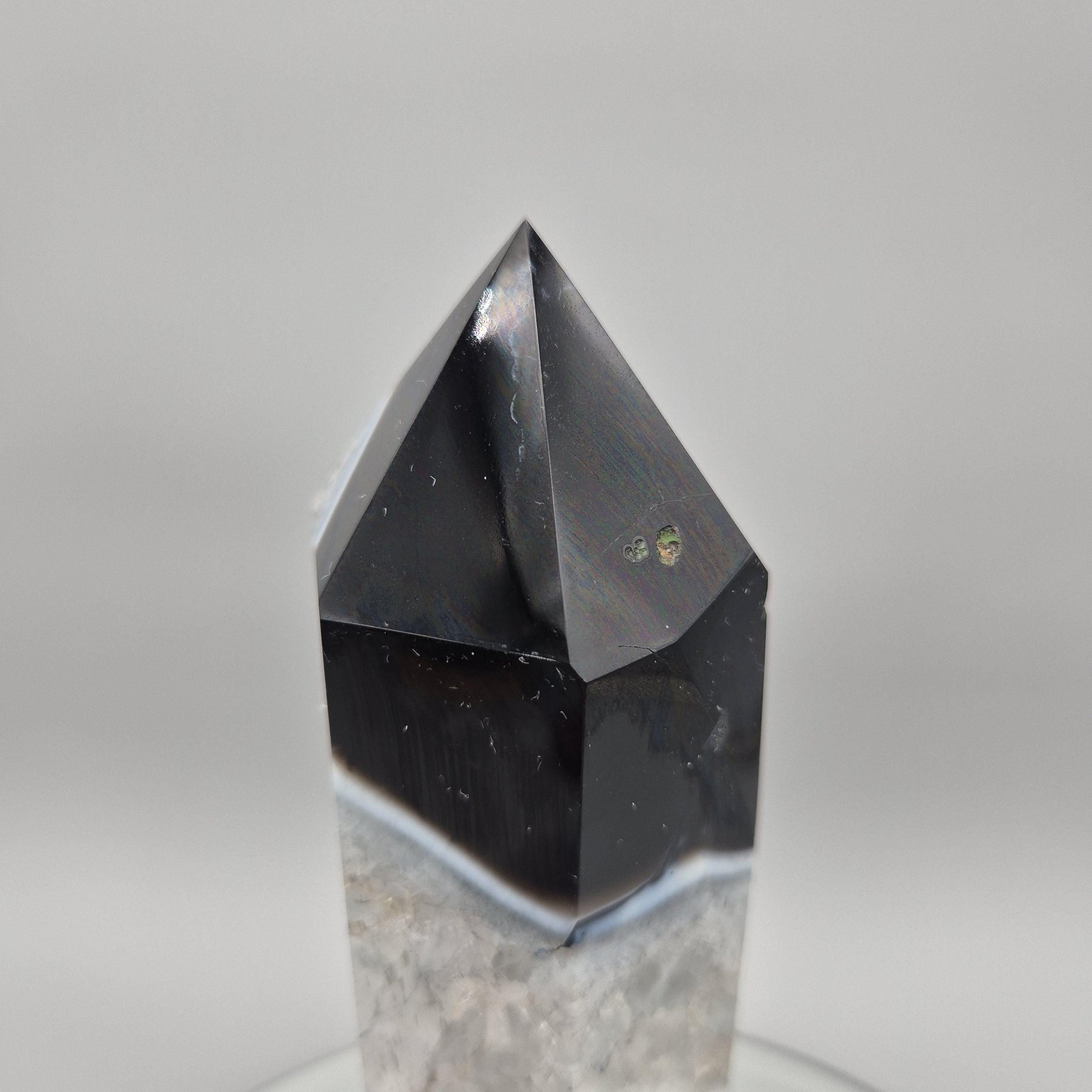 Huge AAA+ Black Agate in Quartz Tower – Statement Crystal Point Crystal Hoarder